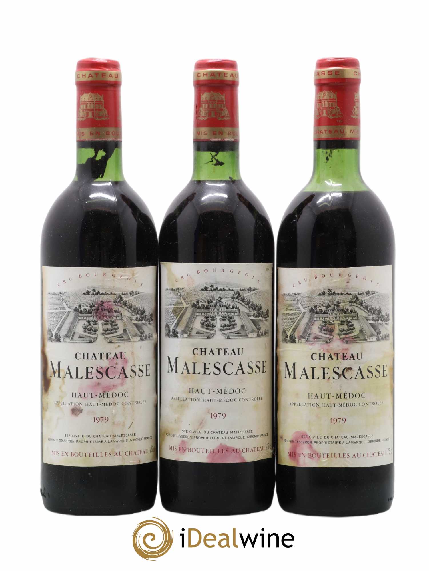 Château Malescasse Cru Bourgeois Exceptionnel 1979 - Lot de 3 bouteilles - 0