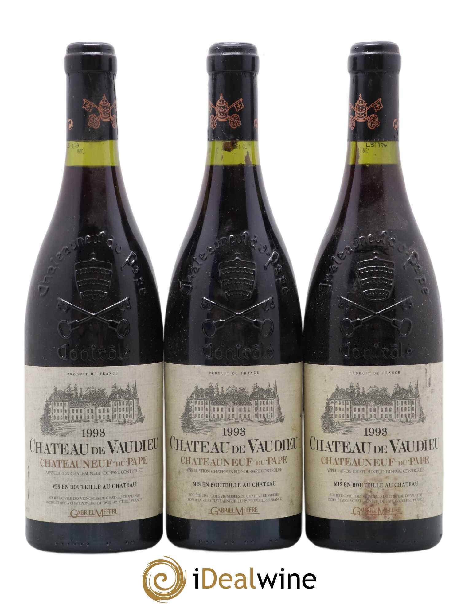 Châteauneuf-du-Pape Château de Vaudieu 1993 - Lot de 3 bouteilles - 0