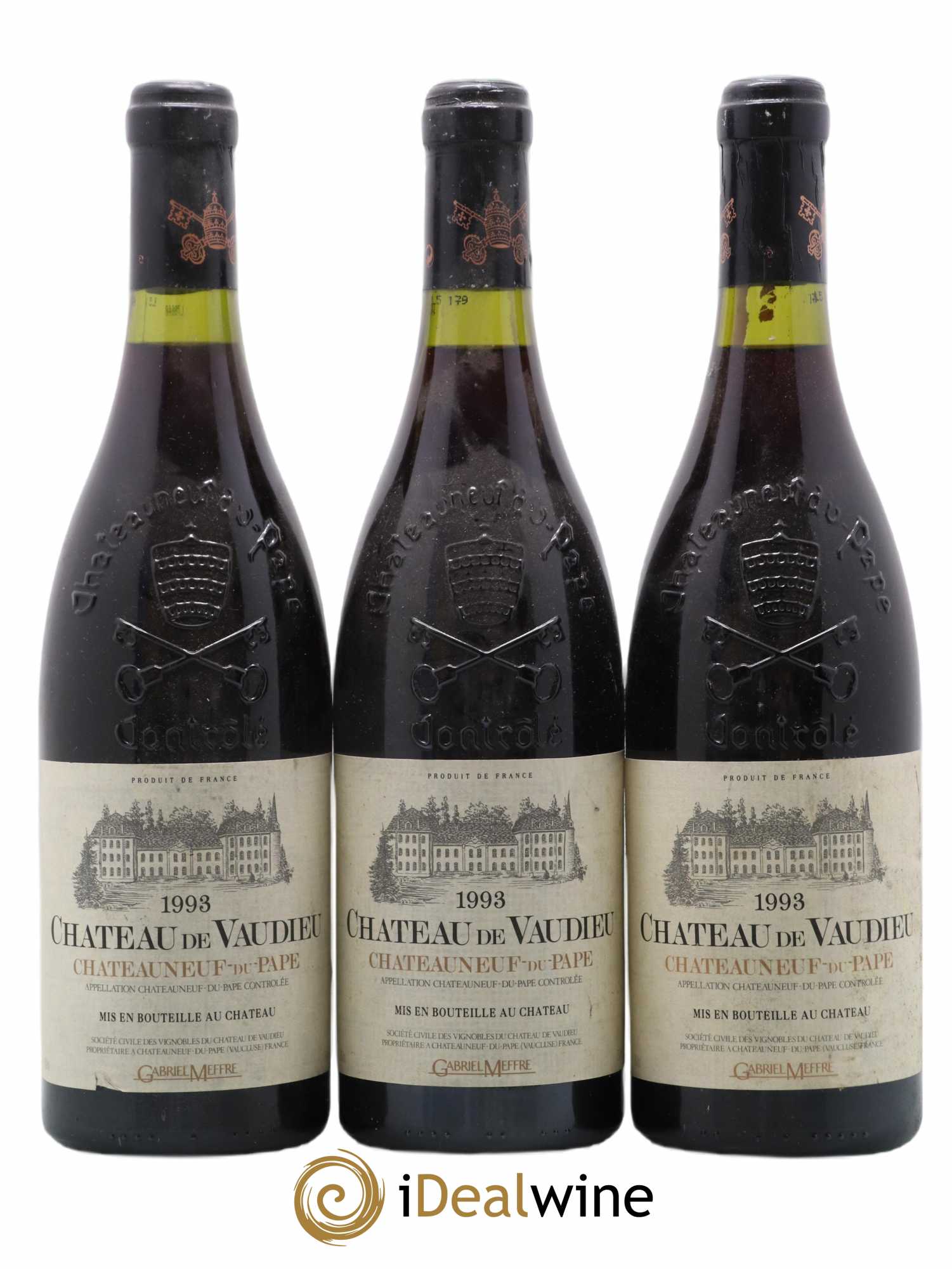 Châteauneuf-du-Pape Château de Vaudieu 1993 - Lot de 3 bouteilles - 0