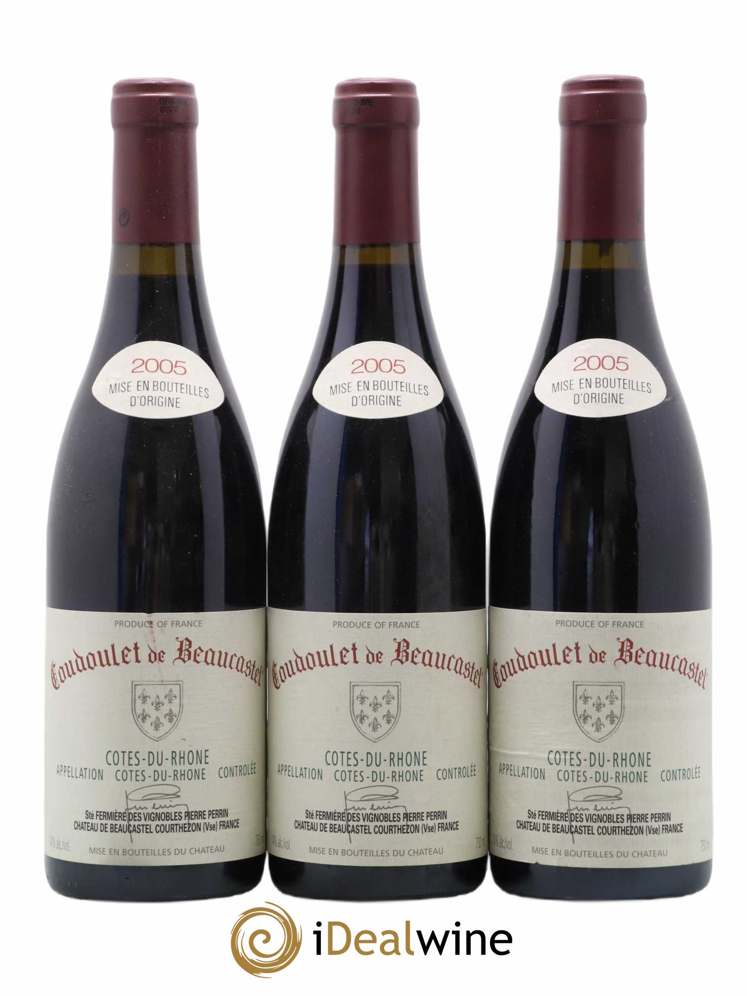 Côtes-du-Rhône Coudoulet de Beaucastel Famille Perrin 2005 - Lot de 3 bouteilles - 0