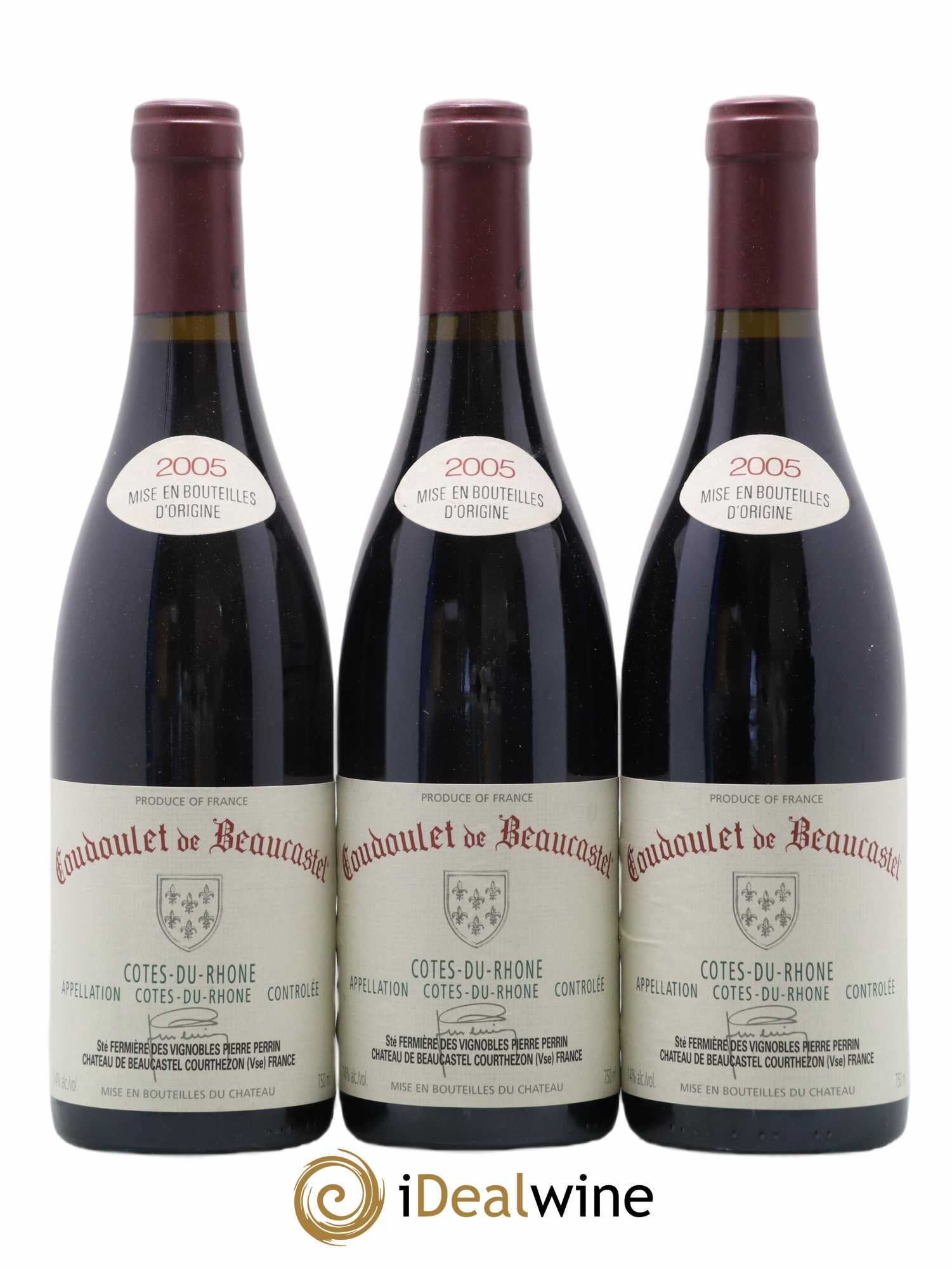 Côtes-du-Rhône Coudoulet de Beaucastel Famille Perrin 2005 - Lot de 3 bouteilles - 0