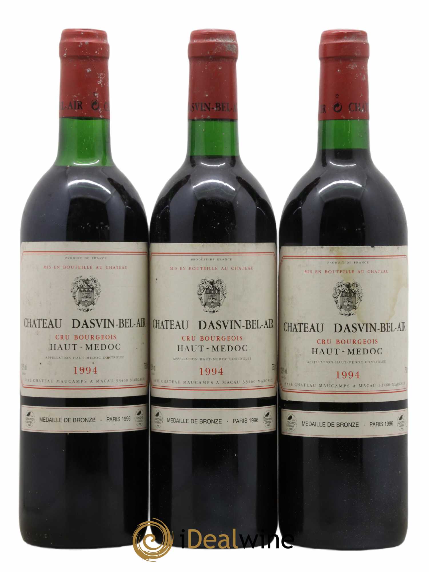 Haut Médoc Château Dasvin Bel-Air 1994 - Lot de 3 bouteilles - 0