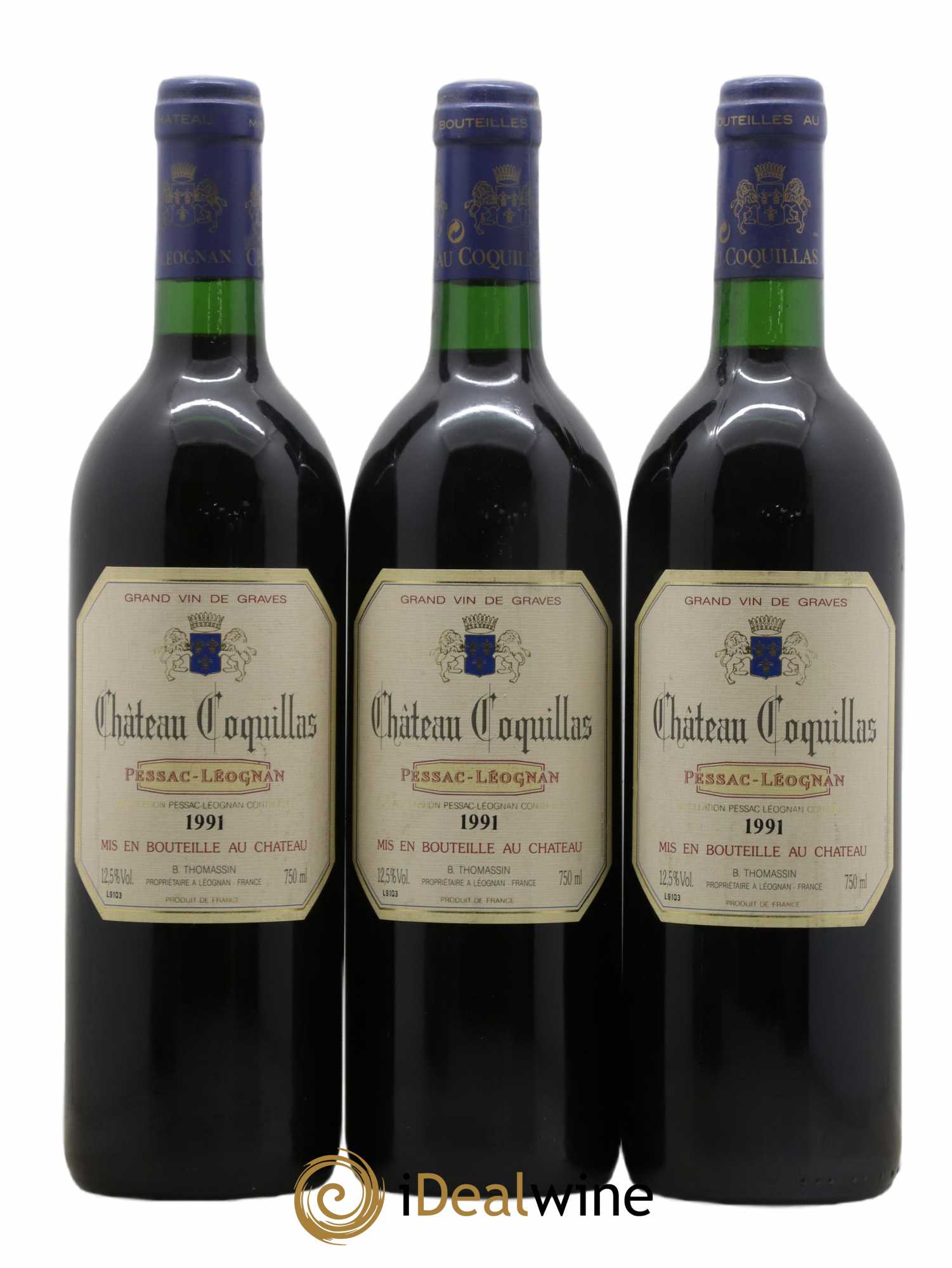Pessac-Léognan Château Coquillas 1991 - Lot de 3 bouteilles - 0