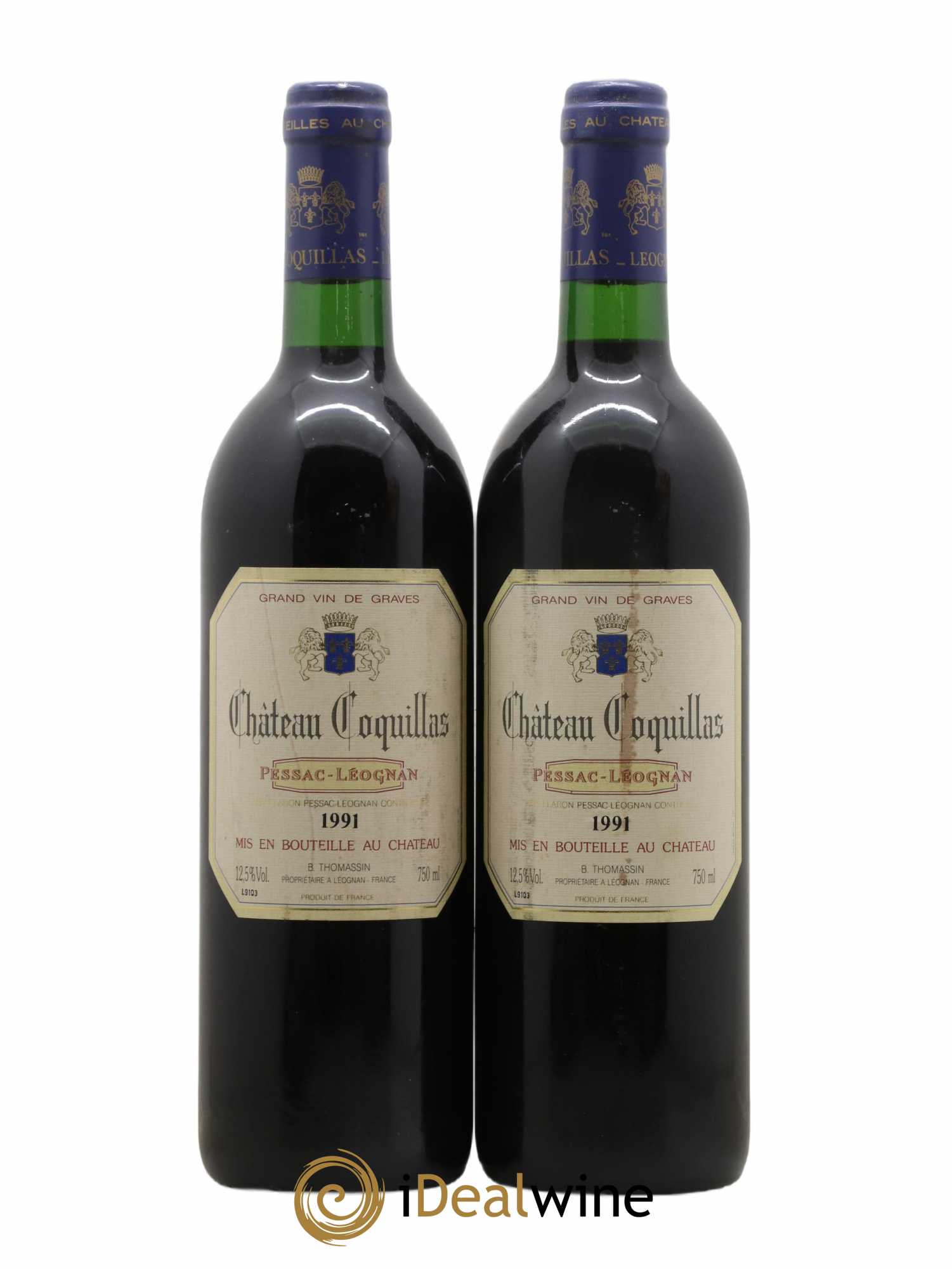 Pessac-Léognan Château Coquillas 1991 - Lot de 2 bouteilles - 0