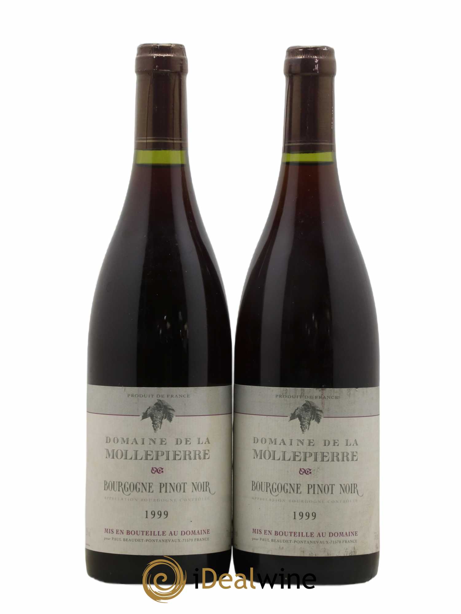 Bourgogne Pinot Noir Domaine de la Mollepierre 1999 - Lot de 2 bouteilles - 0