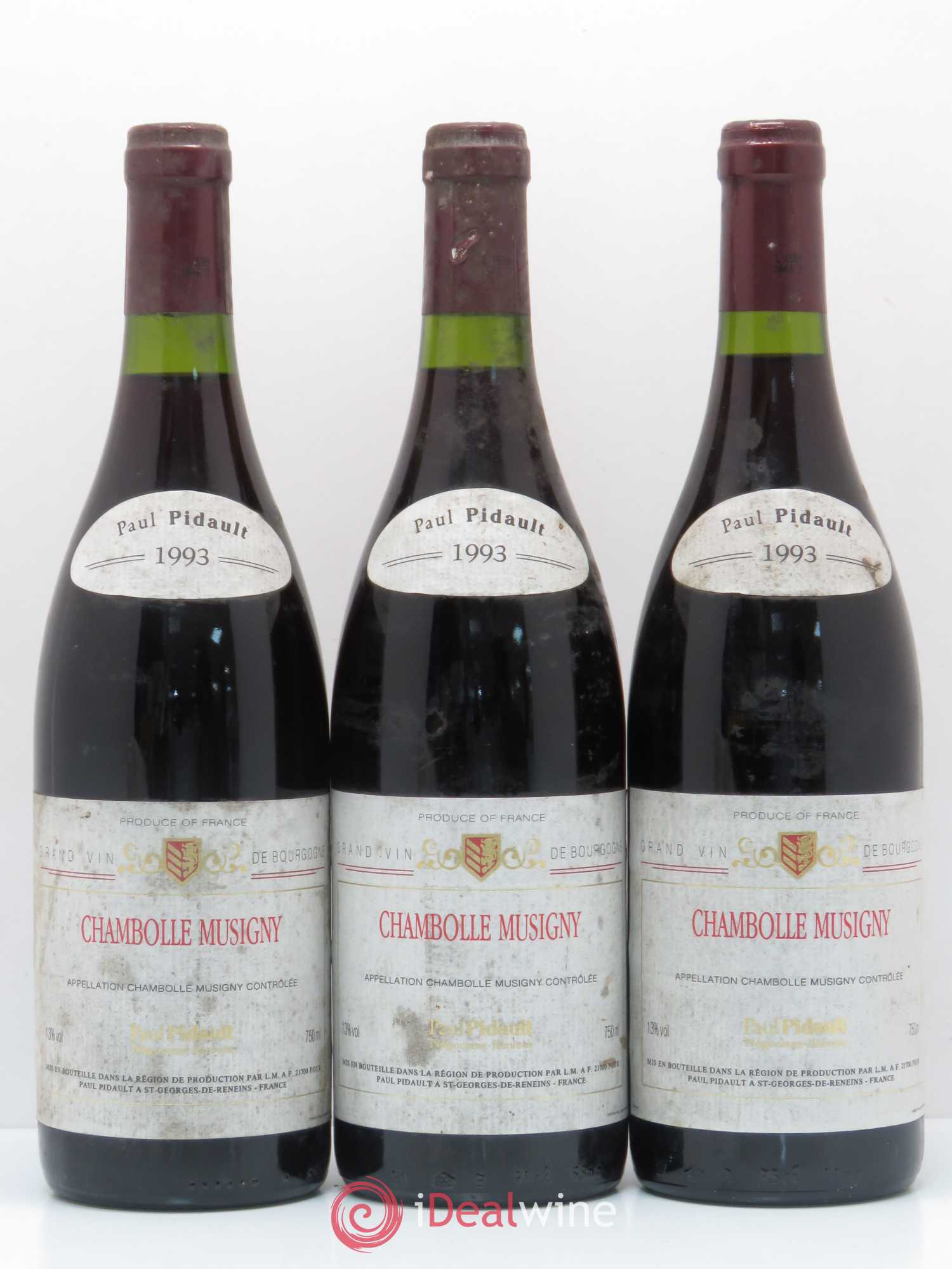 Chambolle-Musigny P. Pidault 1993 - Lot de 3 bouteilles - 0