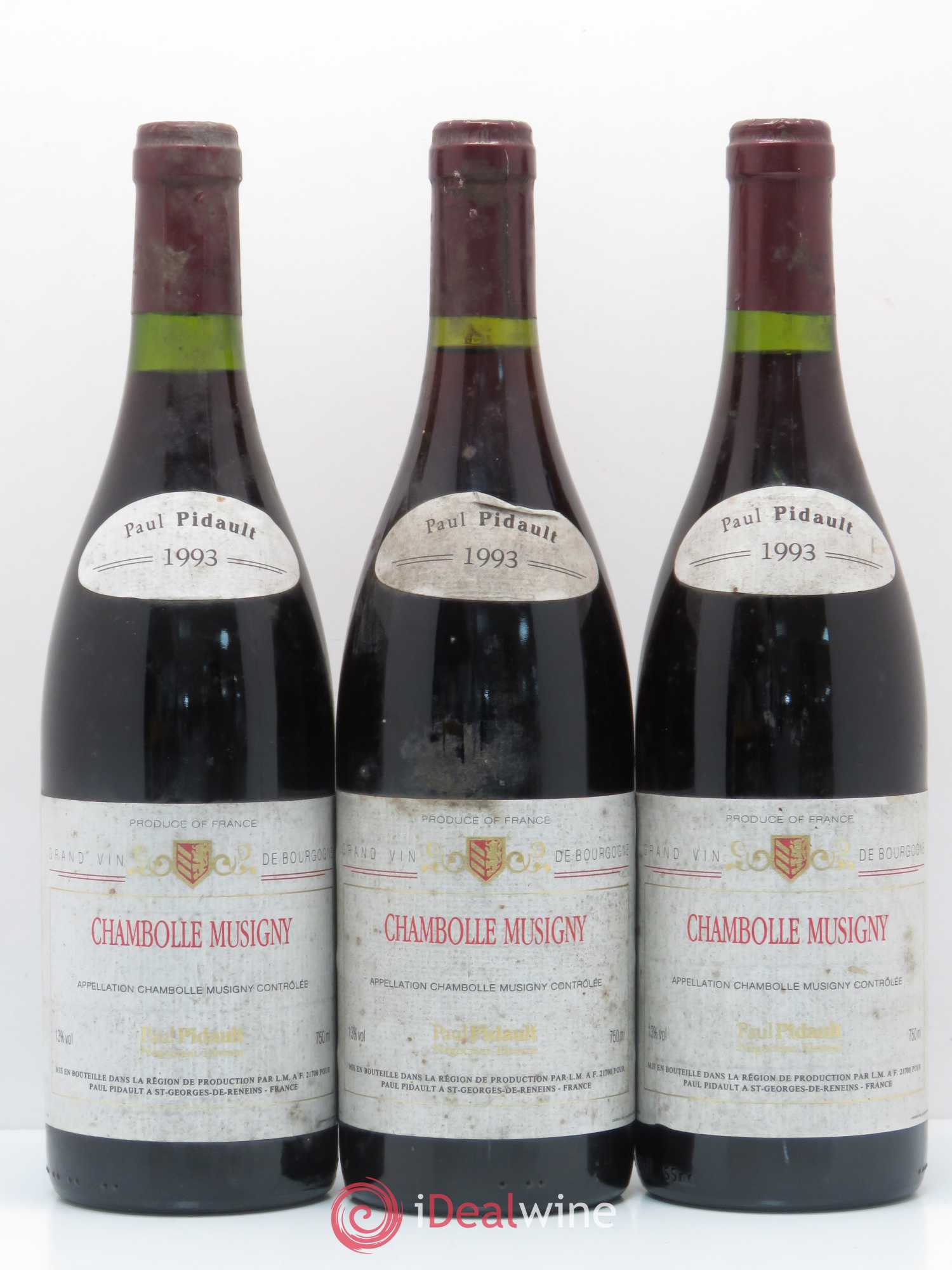 Chambolle-Musigny P. Pidault 1993 - Lot de 3 bouteilles - 0