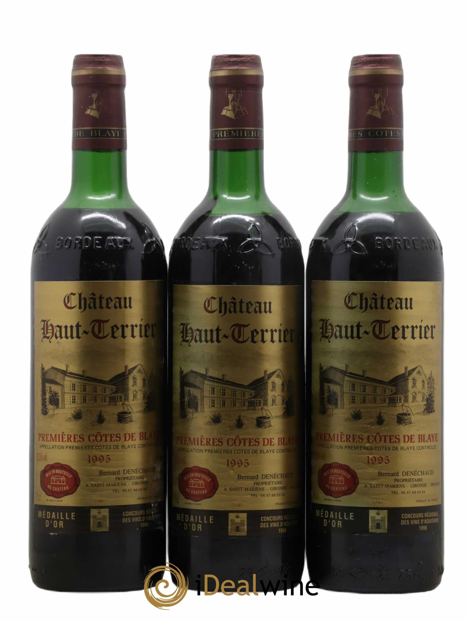 Premières-Côtes-de-Blaye (Blaye-Côtes-de-Bordeaux) Château Haut-Terrier 1995 - Lot de 3 bouteilles - 0