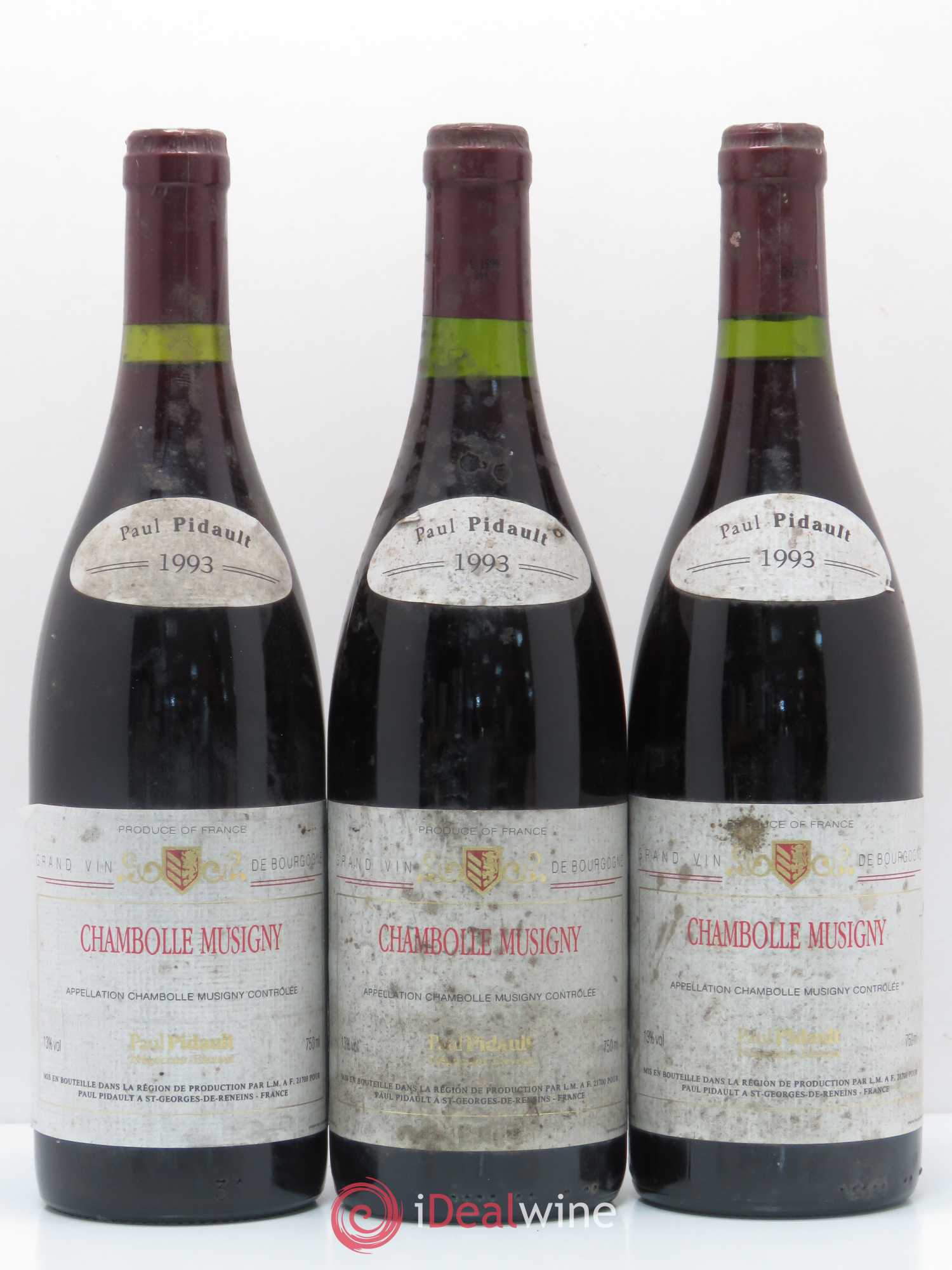 Chambolle-Musigny P. Pidault 1993 - Lot de 3 bouteilles - 0