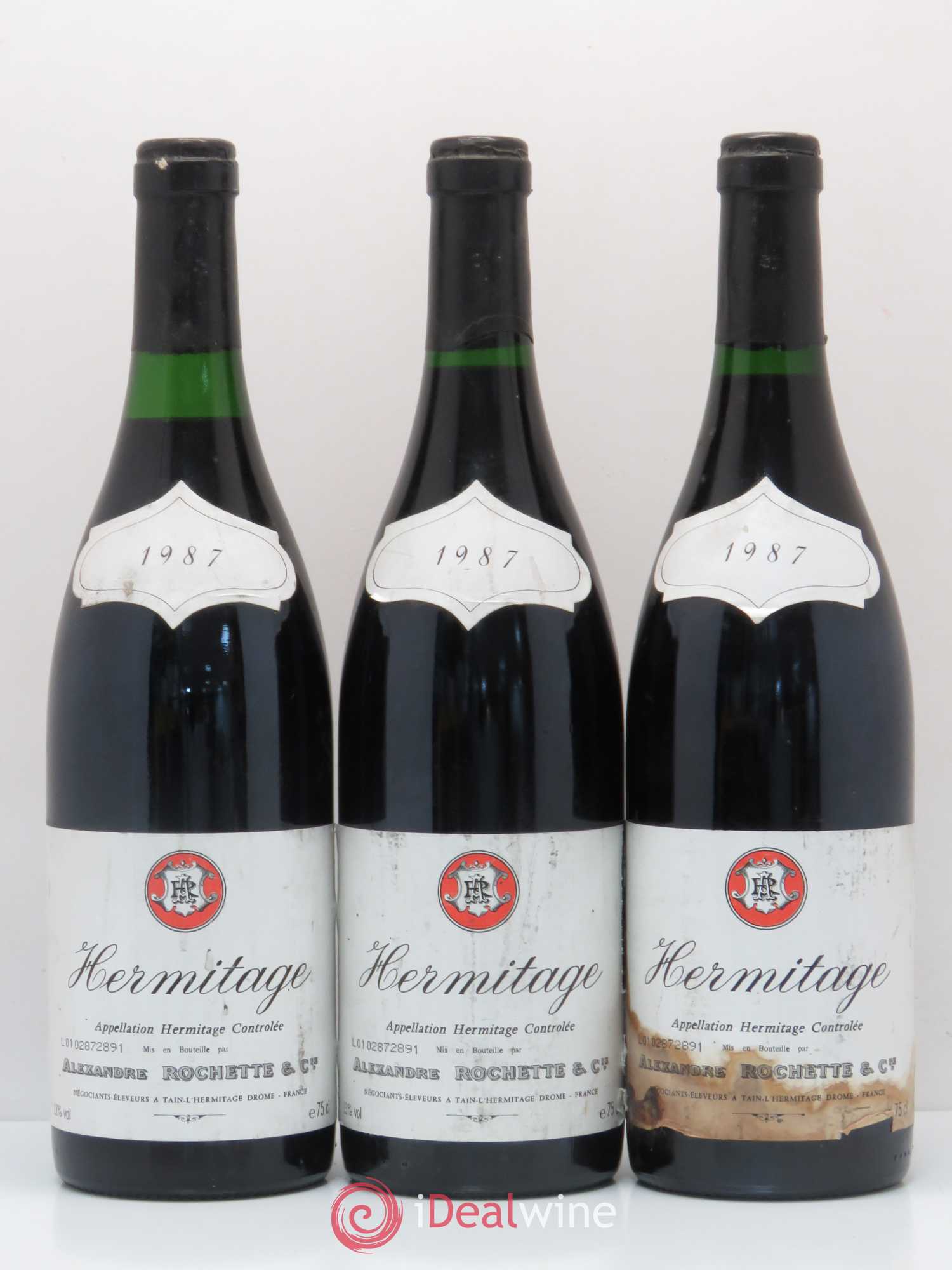 Hermitage A. Rochette & Cie 1987 - Lot de 3 bouteilles - 0