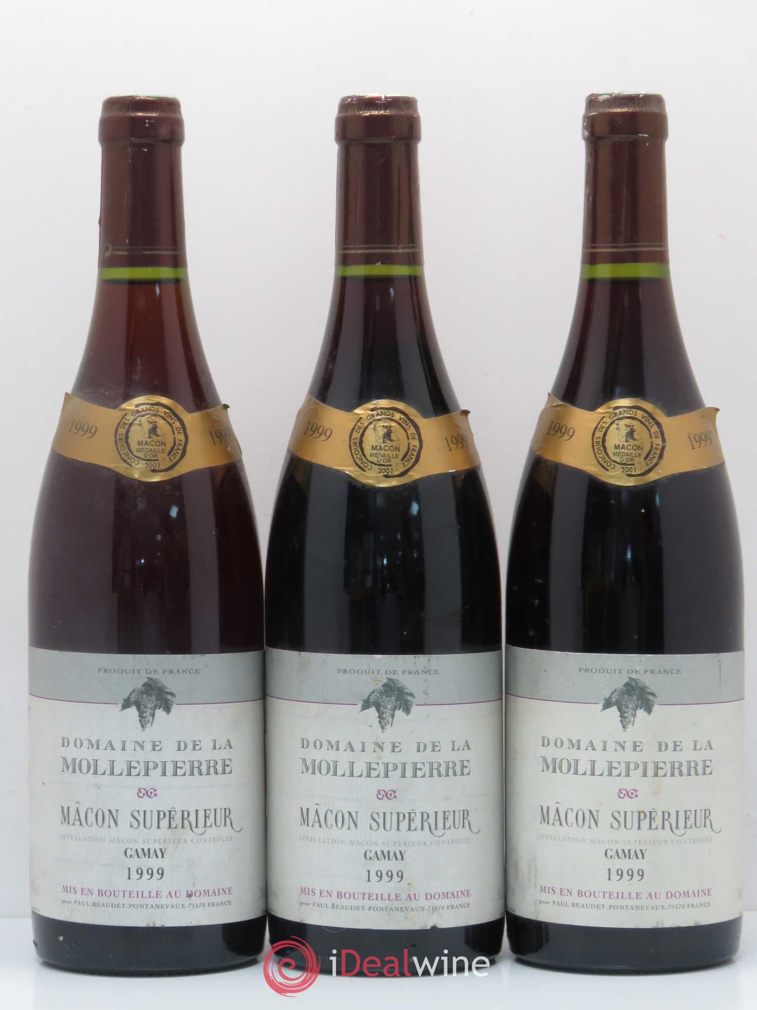Mâcon Domaine Mollepierre P. Beaudet 1999 - Posten von 3 Flaschen - 0