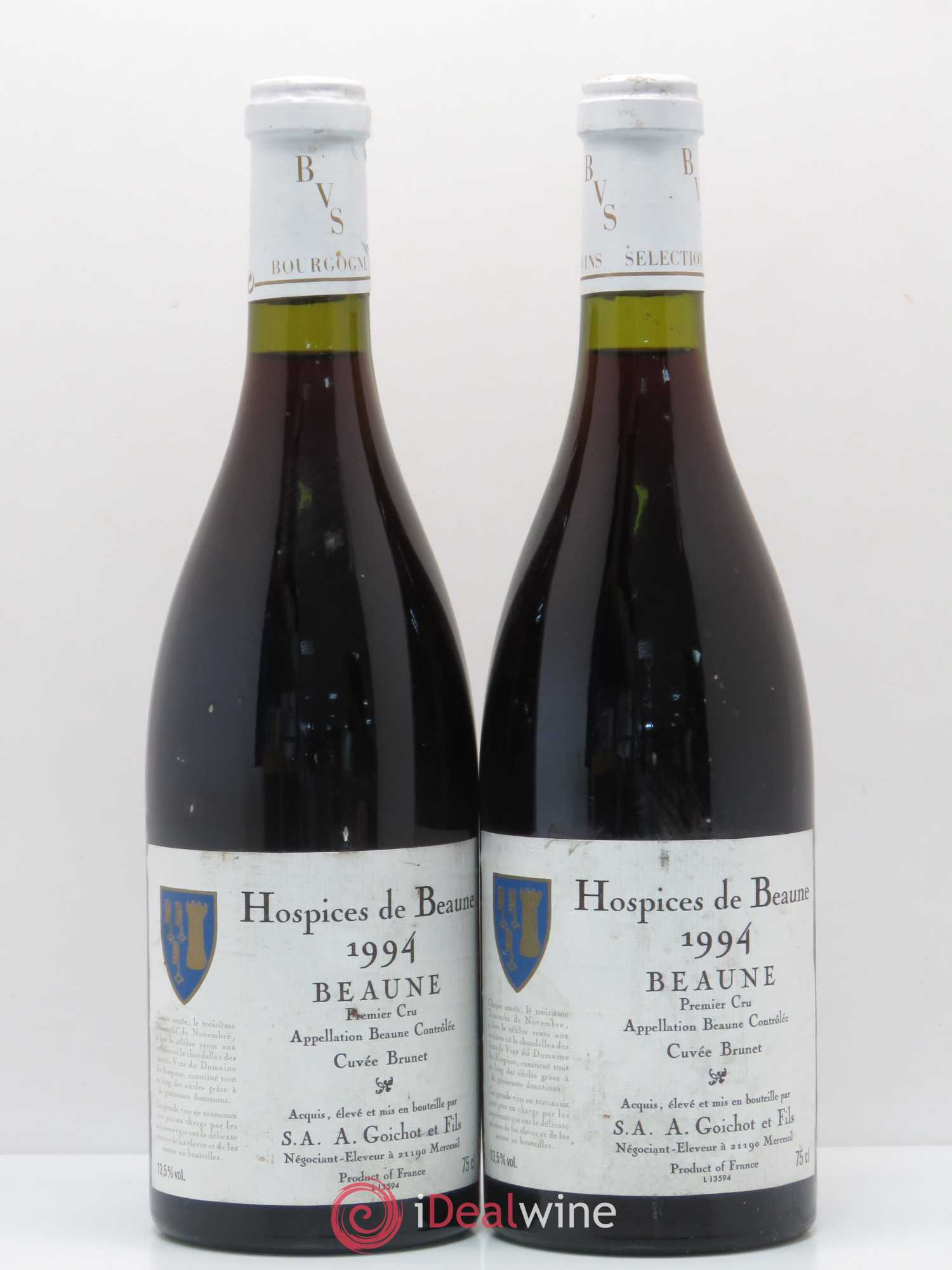 Beaune 1er Cru Hospices de Beaune cuvée Brunet A. Goichot 1994 - Posten von 2 Flaschen - 0