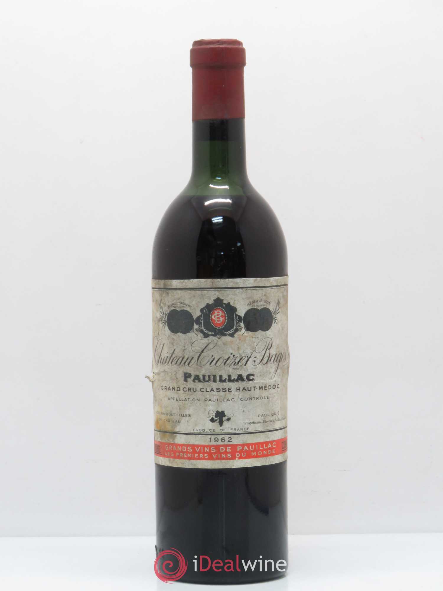 Château Croizet Bages 5ème Grand Cru Classé 1962 - Lot de 1 bouteille - 0