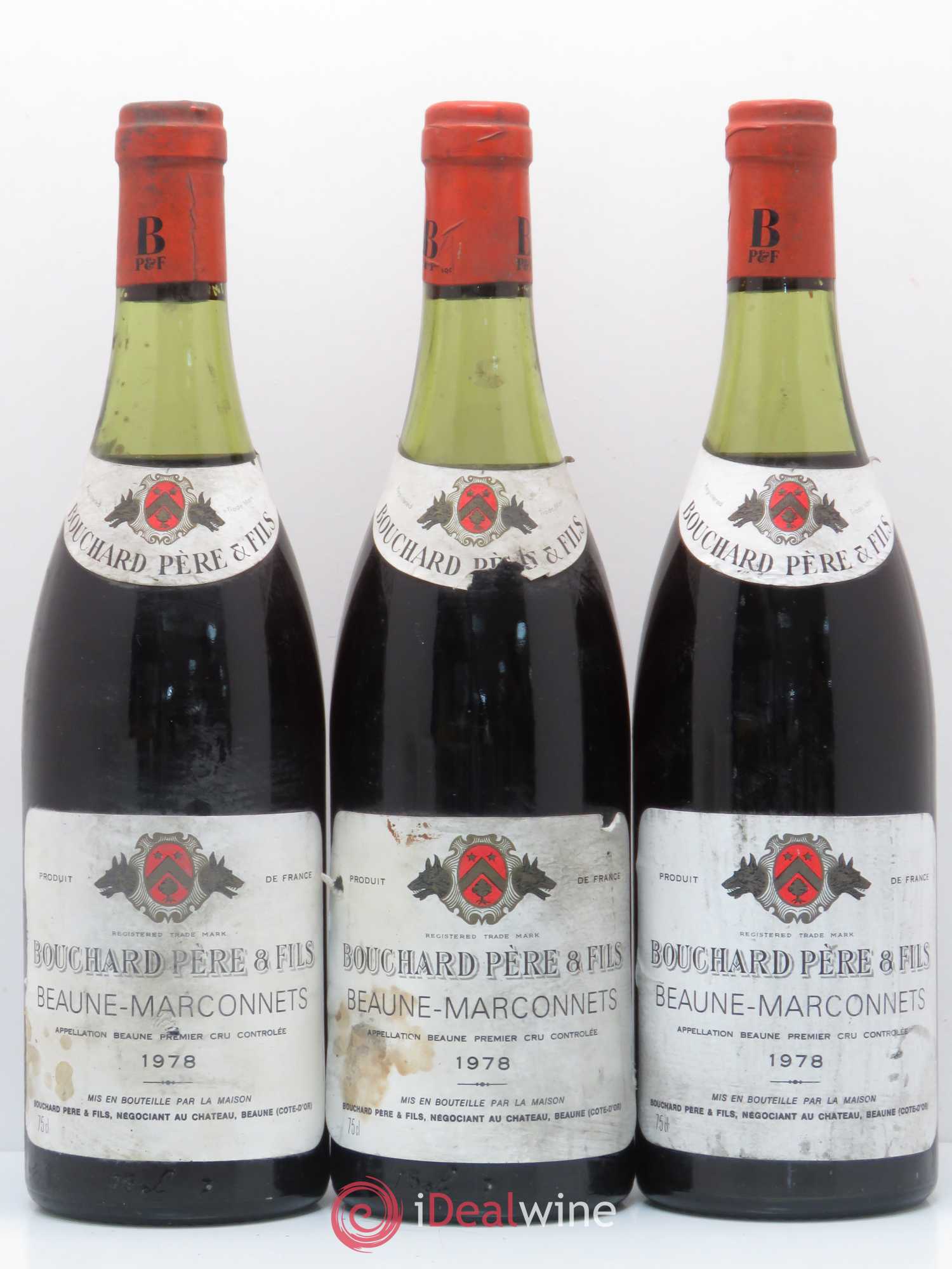 Beaune 1er Cru Marconnets Bouchard Père & Fils 1978 - Lot de 3 bouteilles - 0