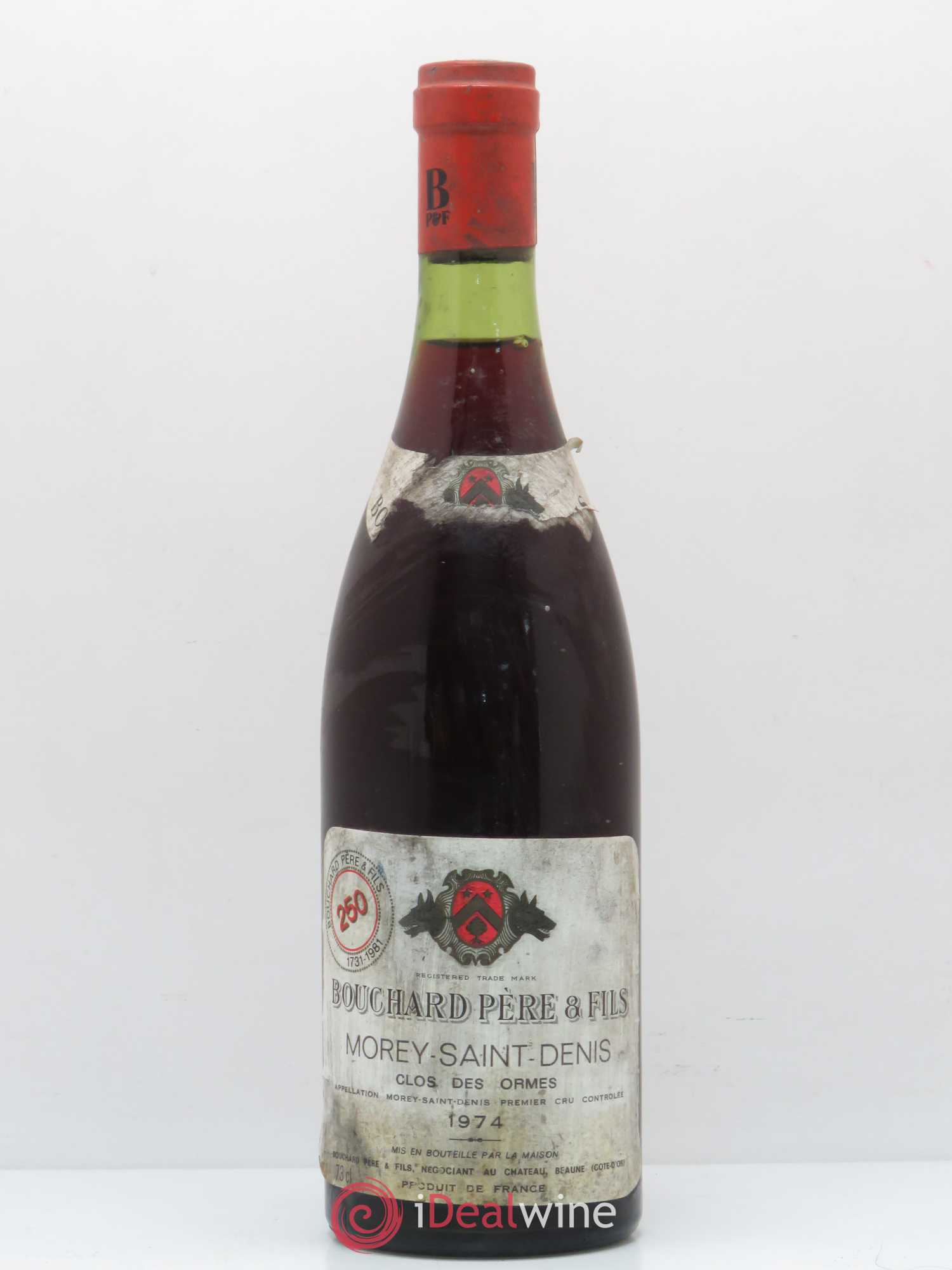 Morey-Saint-Denis 1er Cru Clos des Ormes Bouchard 1974 - Lot de 1 bouteille - 0