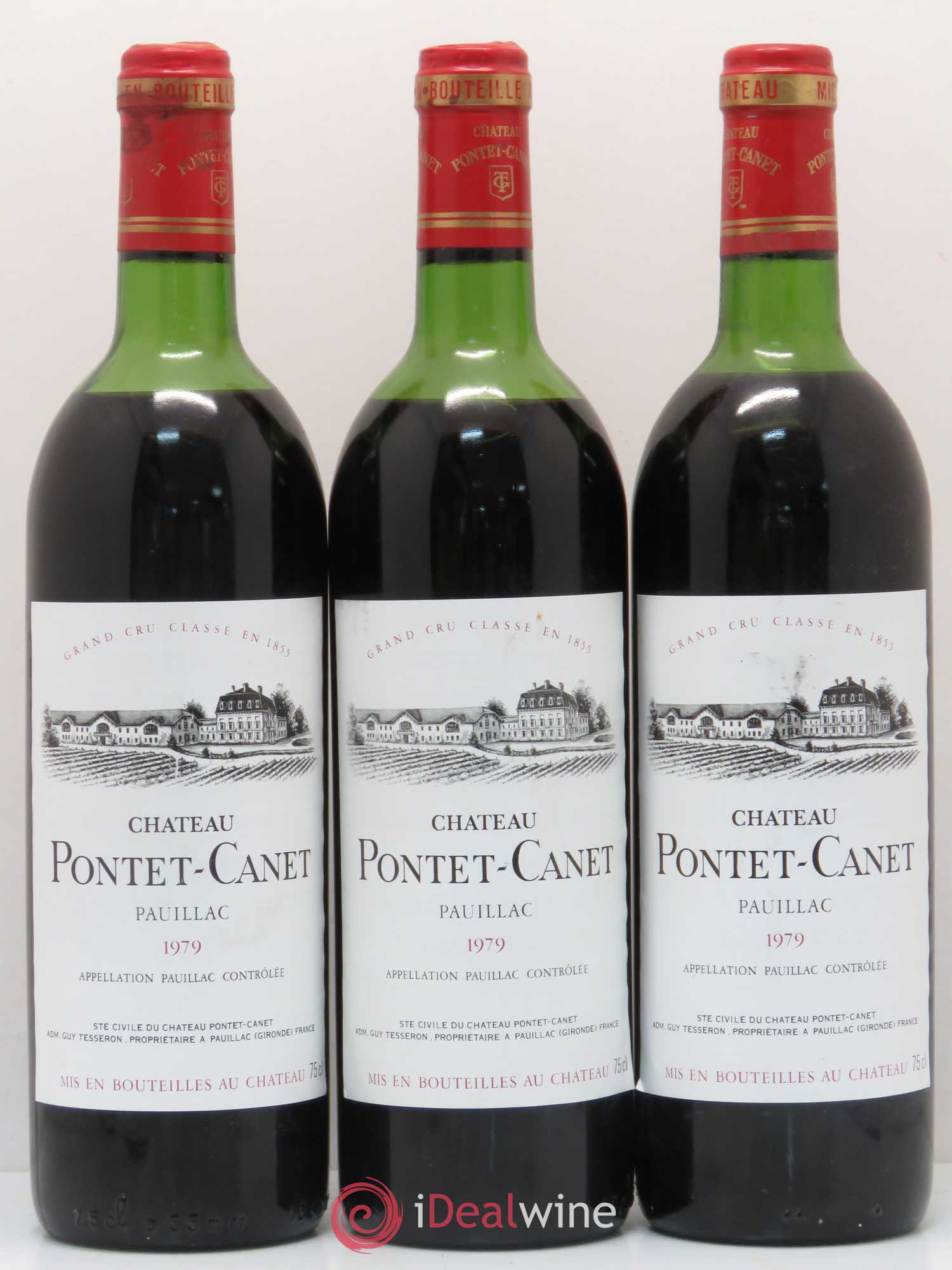 Château Pontet Canet 5ème Grand Cru Classé 1979 - Lot de 3 bouteilles - 0
