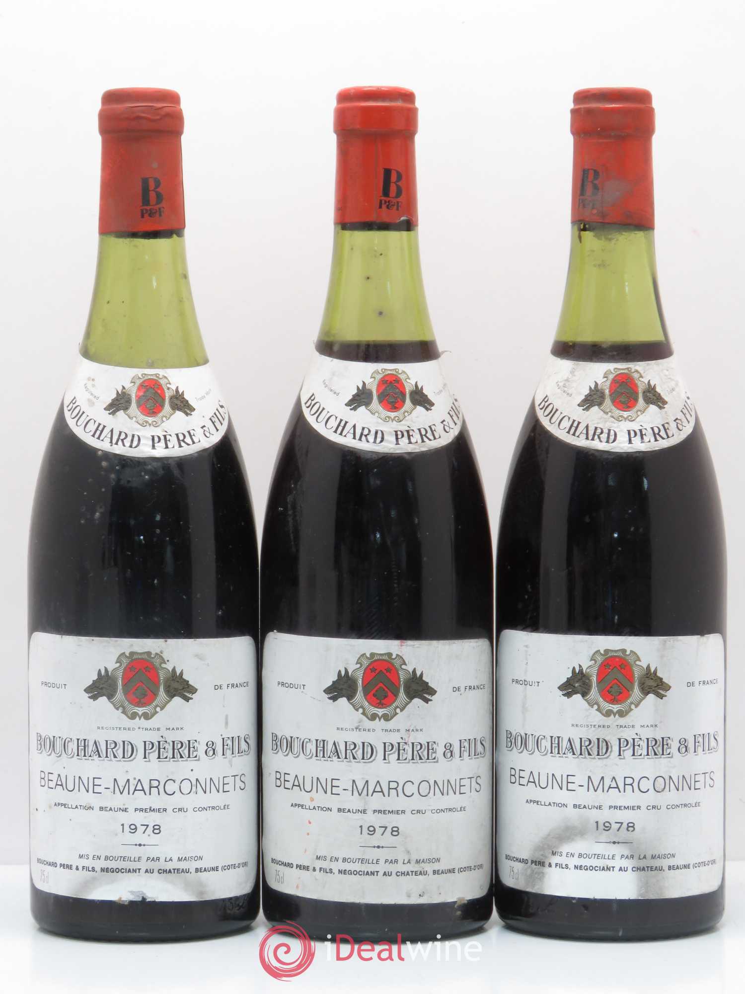 Beaune 1er Cru Marconnets Bouchard Père & Fils 1978 - Lot de 3 bouteilles - 0