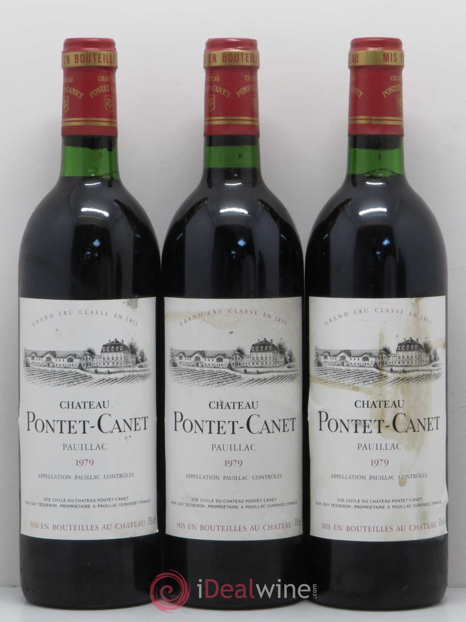 Château Pontet Canet 5ème Grand Cru Classé 1979 - Lot de 3 bouteilles - 0