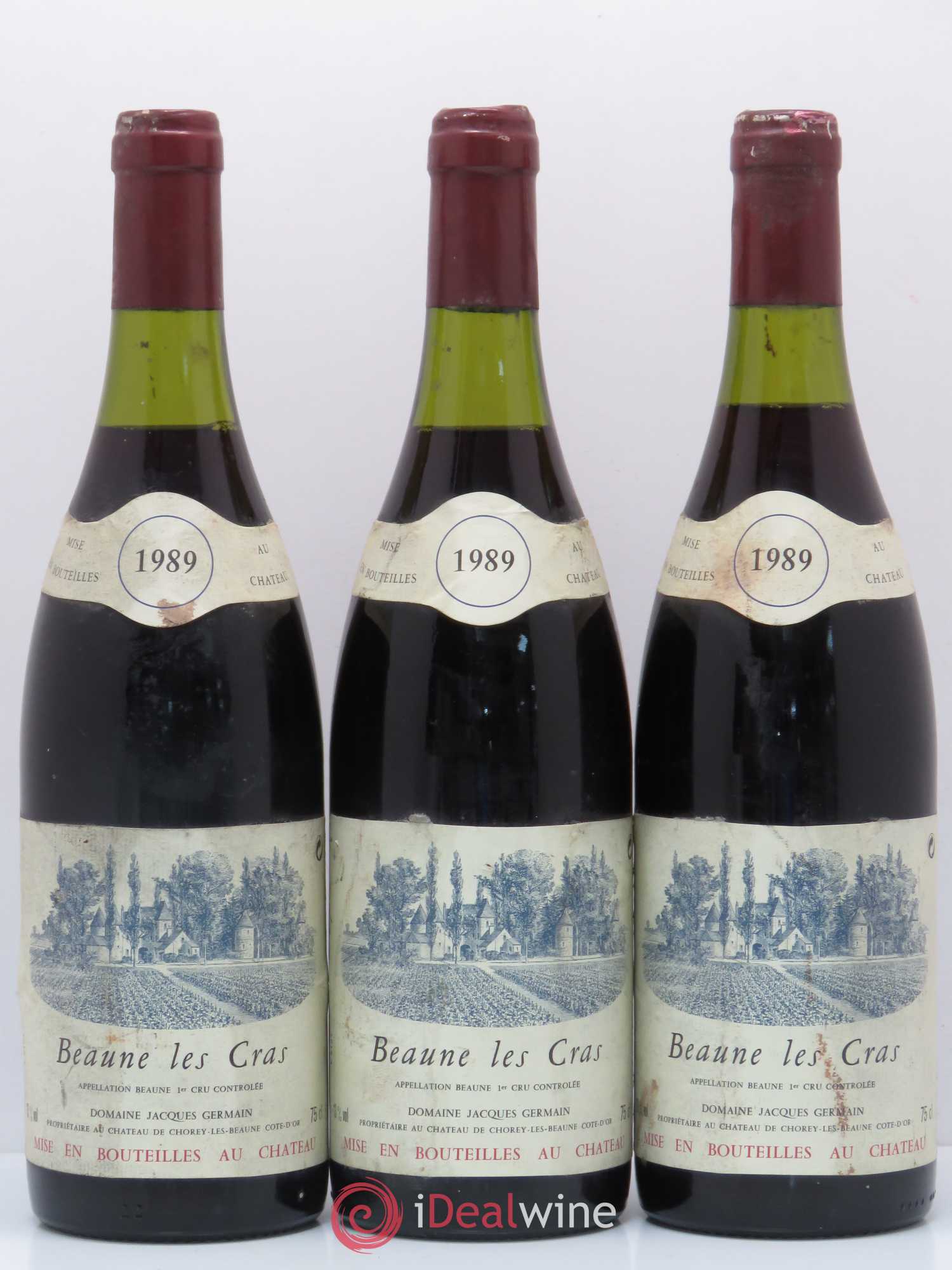 Beaune 1er Cru Les Cras J. Germain 1989 - Posten von 3 Flaschen - 0