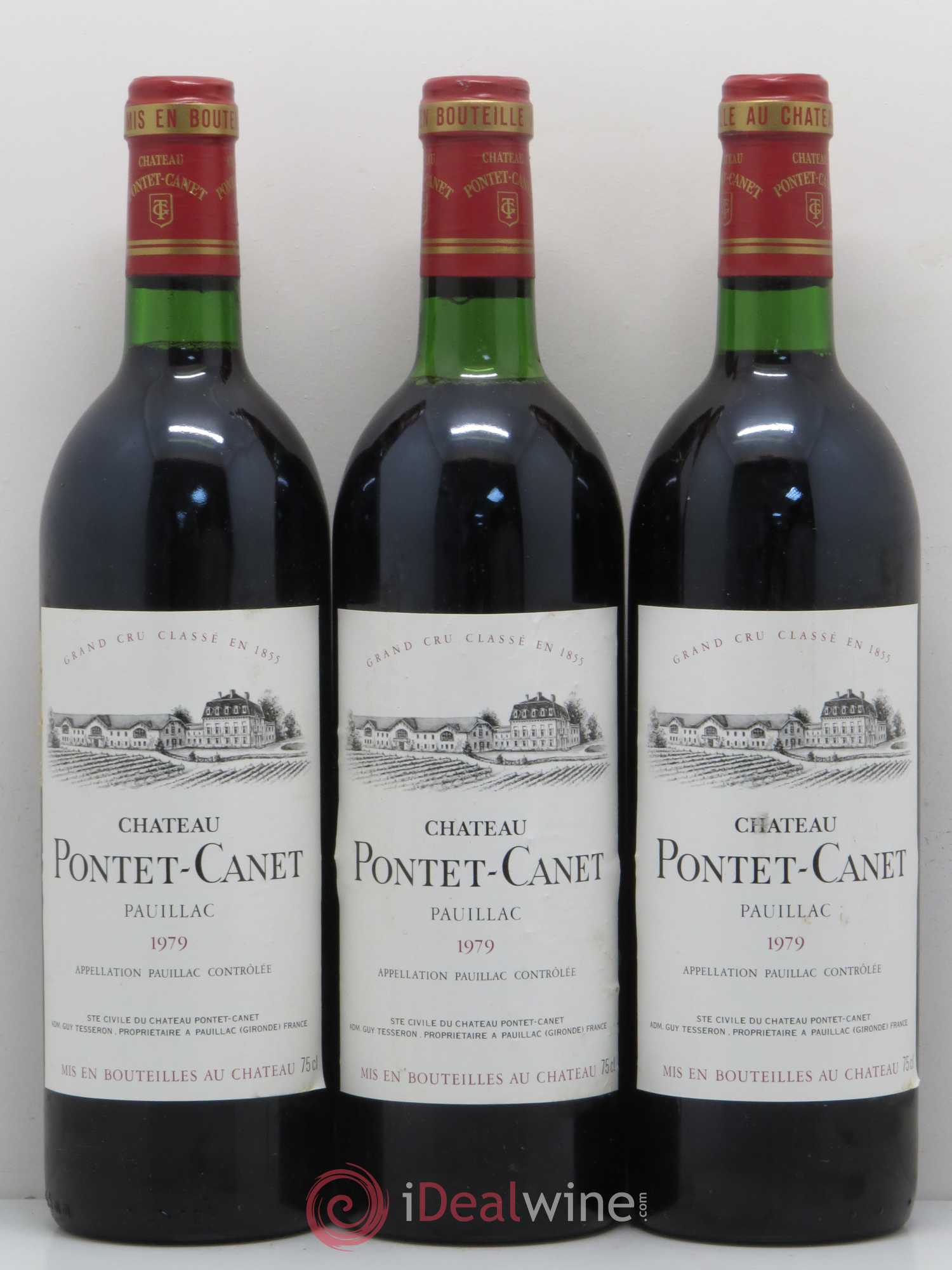 Château Pontet Canet 5ème Grand Cru Classé 1979 - Lot de 3 bouteilles - 0