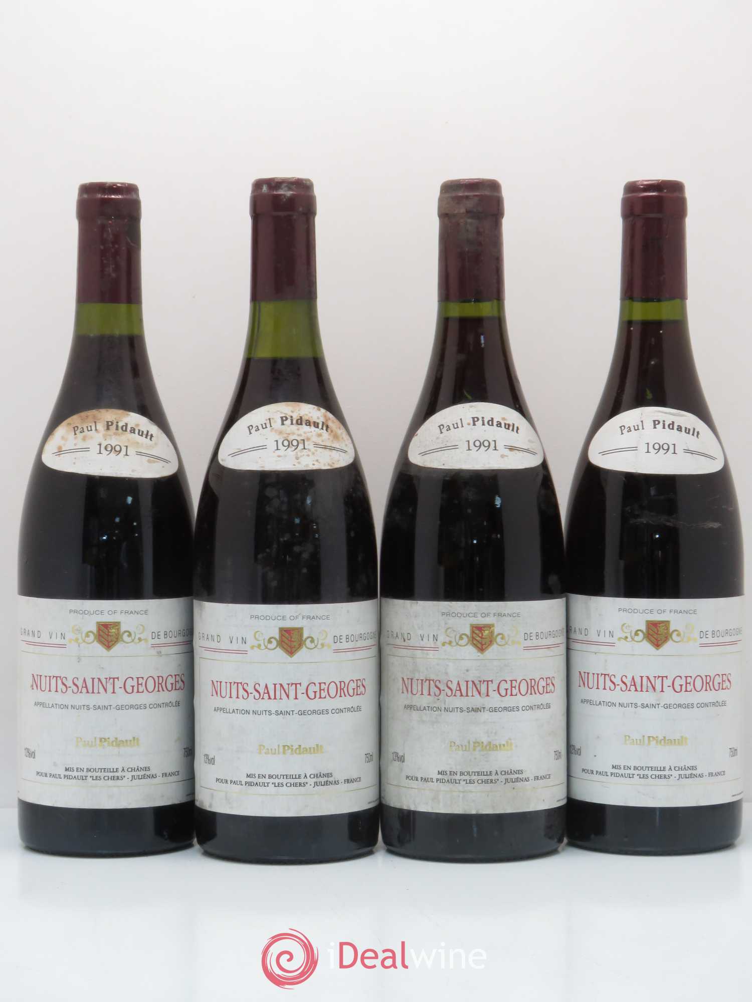 Nuits-Saint-Georges P. Pidault 1991 - Lot de 4 bouteilles - 0