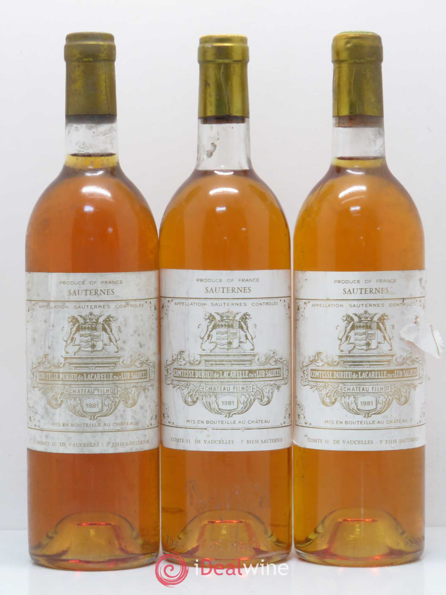 Château Filhot 2ème Grand Cru Classé 1981 - Lotto di 3 bottiglie - 0