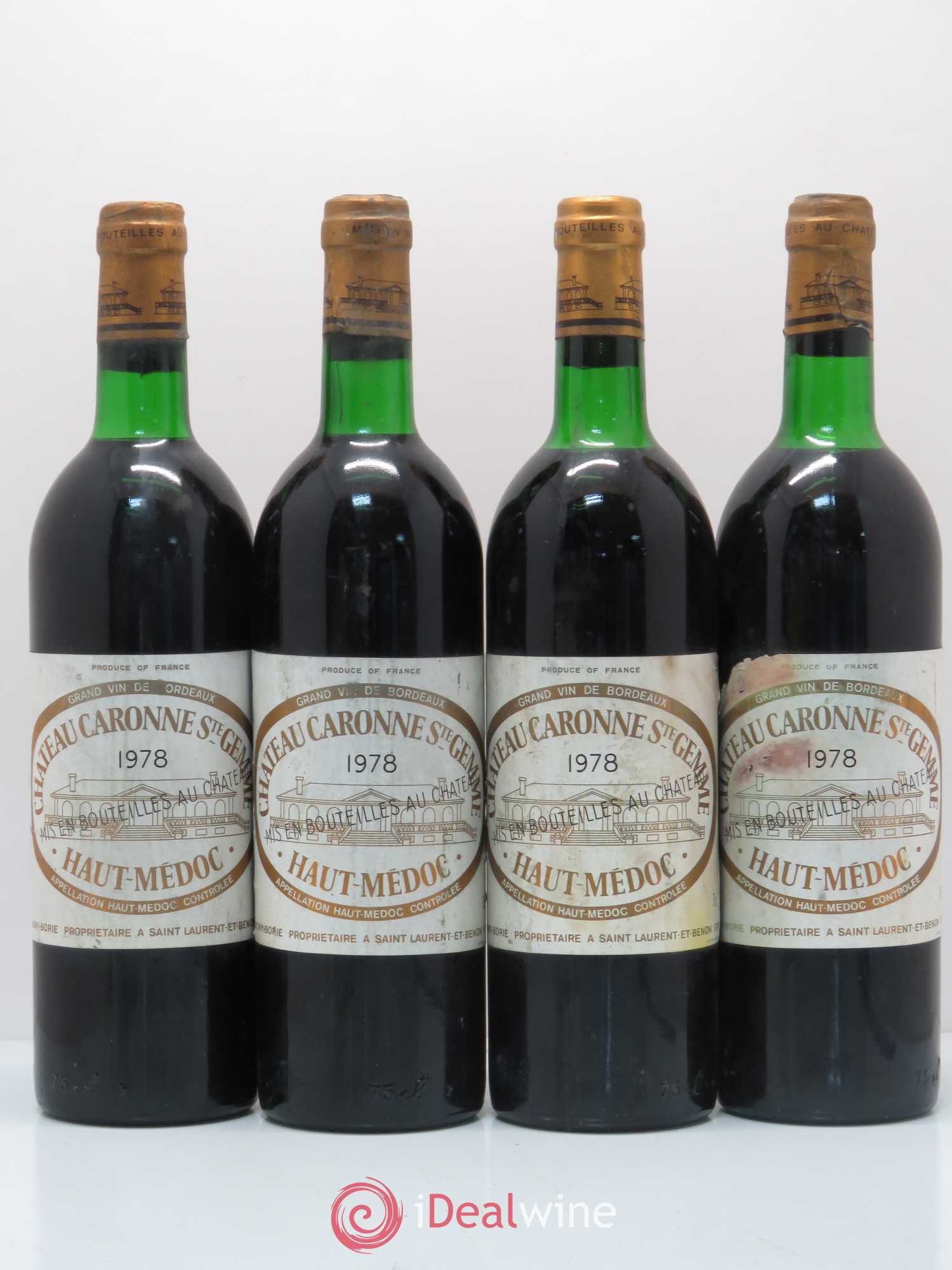 Château Caronne Sainte-Gemme Cru Bourgeois 1978 - Lot de 4 bouteilles - 0