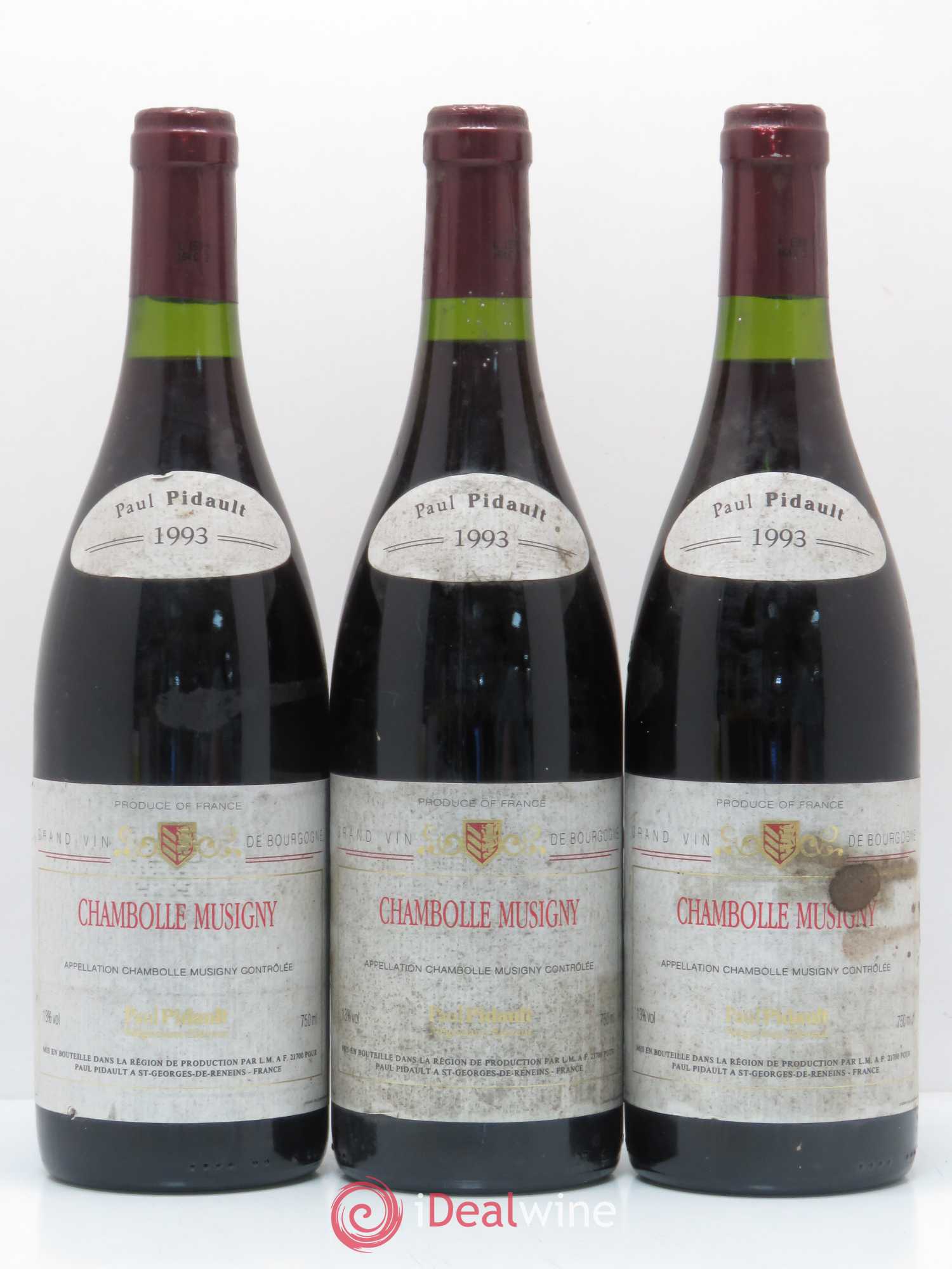Chambolle-Musigny P. Pidault 1993 - Lot de 3 bouteilles - 0
