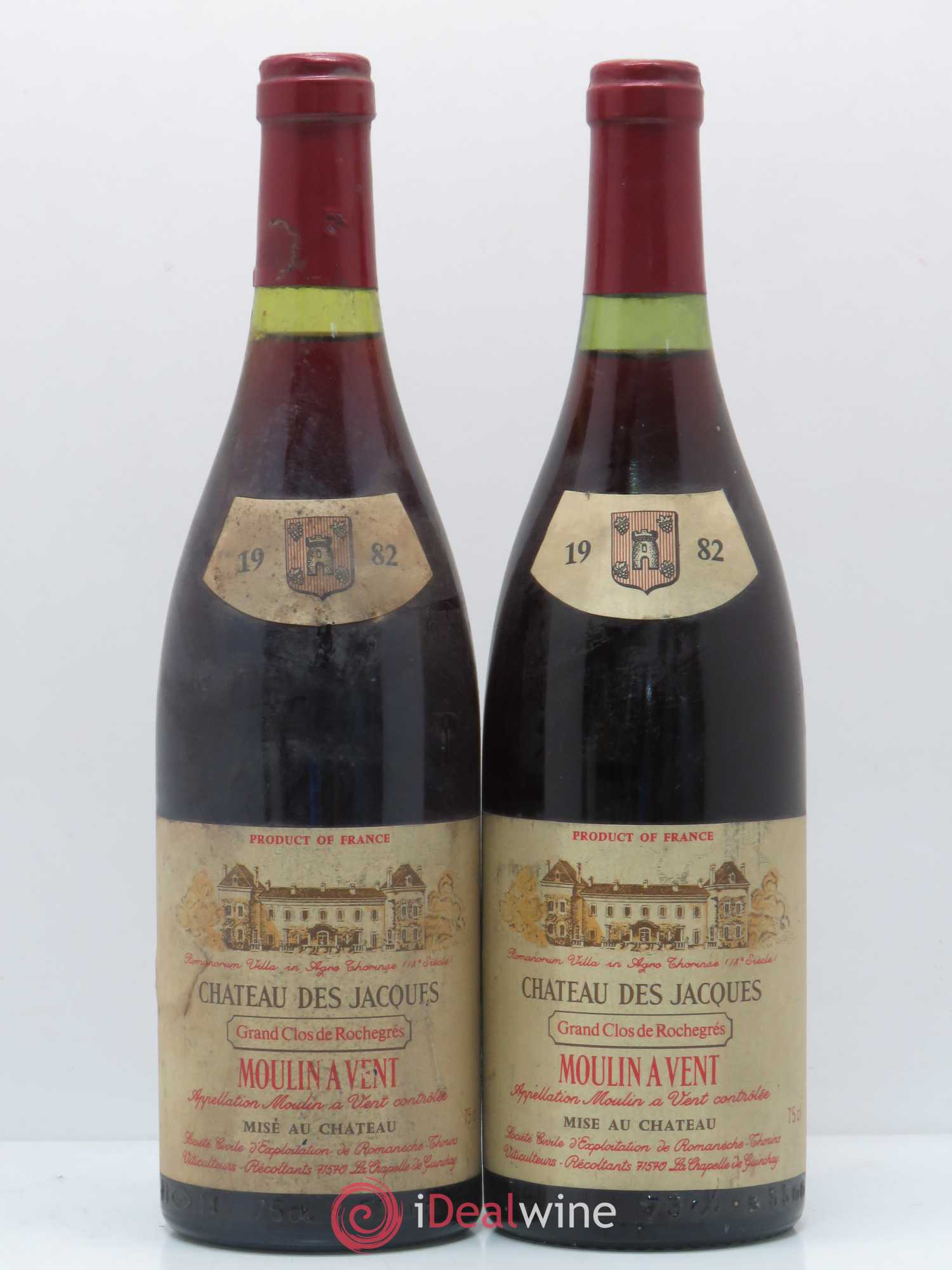 Moulin-à-Vent Rochegrès Thorin Château des Jacques 1982 - Lot de 2 bouteilles - 0