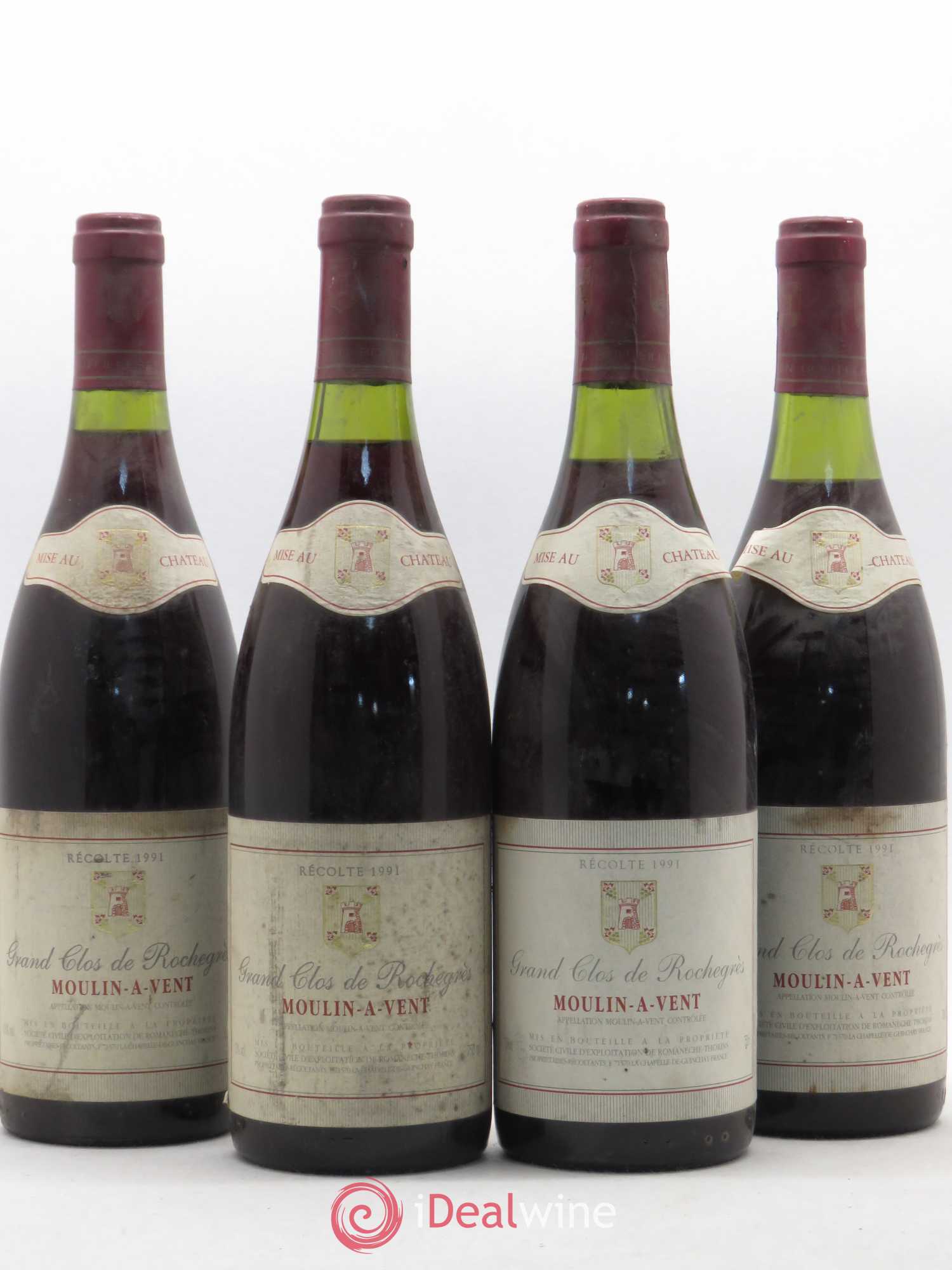 Moulin-à-Vent Grand Clos de Rochegrès 1991 - Lot de 4 bouteilles - 0