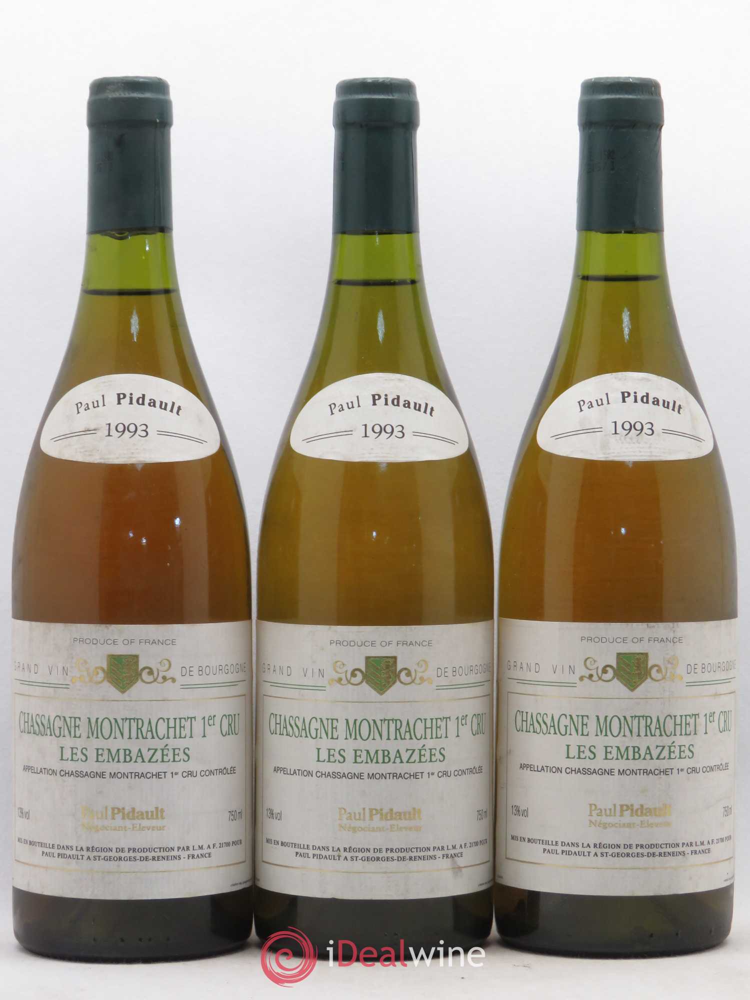 Chassagne-Montrachet 1er Cru Les Embrazées P. Pidault 1993 - Posten von 6 Flaschen - 2