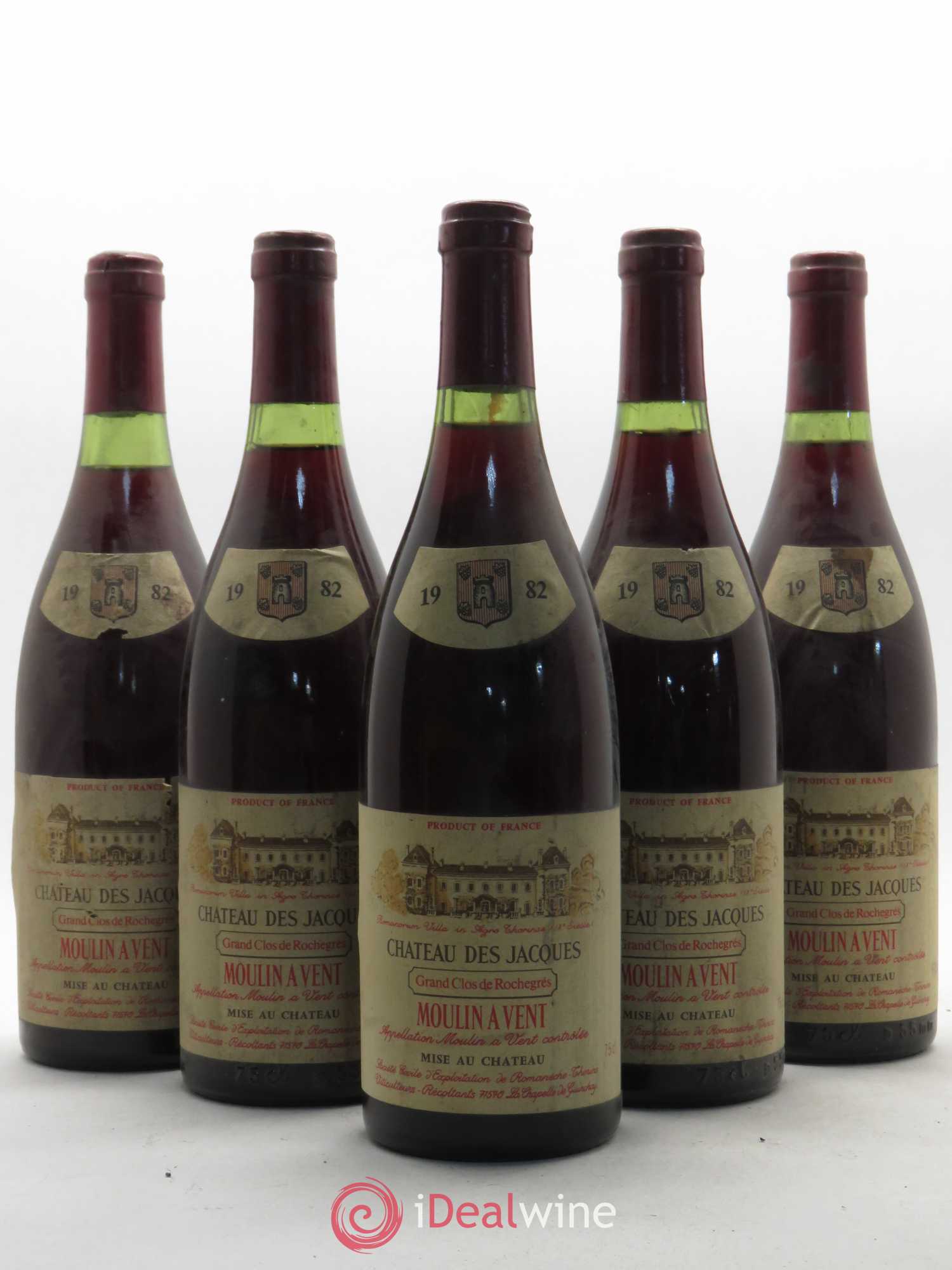 Moulin-à-Vent Clos de Rochegrès Château des Jacques Grand Clos de Rochegrès 1982 - Lot of 5 bottles - 0