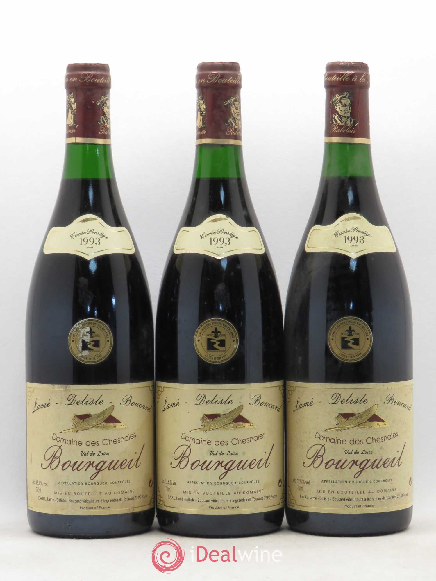 Bourgueil cuvée Prestige Lamé Delille Boucard Domaine des Chesnaies 1993 - Posten von 5 Flaschen - 1