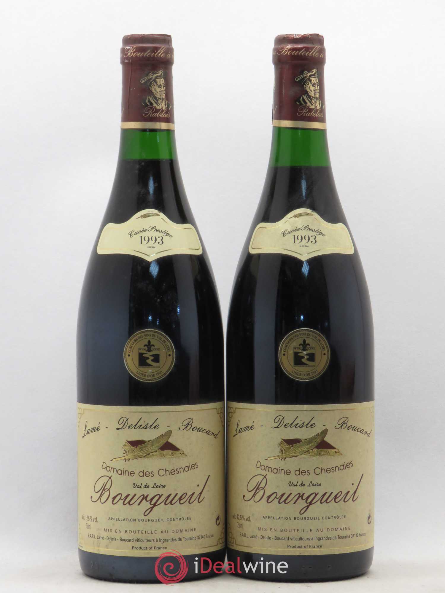Bourgueil cuvée Prestige Lamé Delille Boucard Domaine des Chesnaies 1993 - Posten von 5 Flaschen - 2