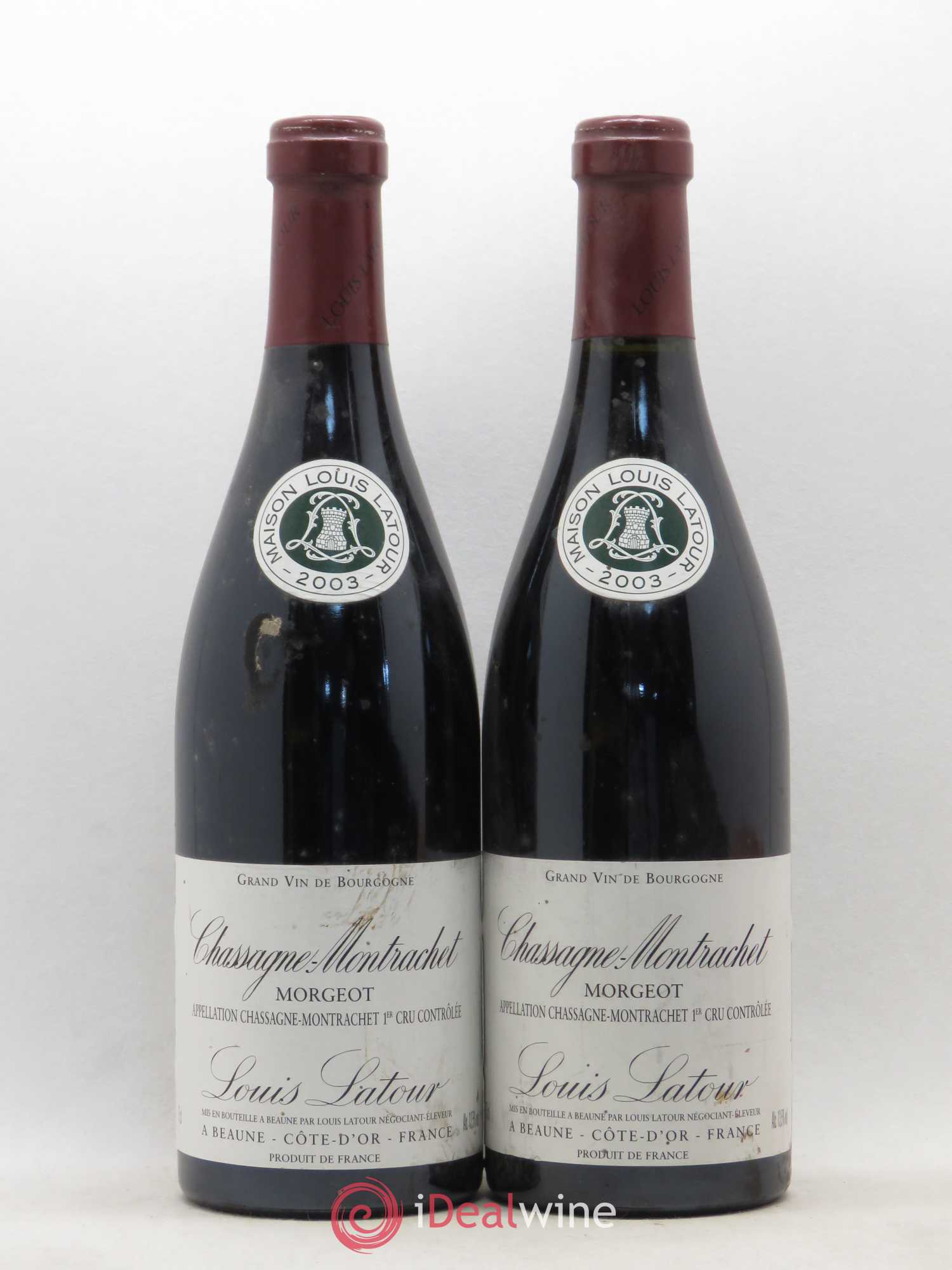 Chassagne-Montrachet 1er Cru Morgeot Louis Latour 2003 - Lot de 2 bouteilles - 0