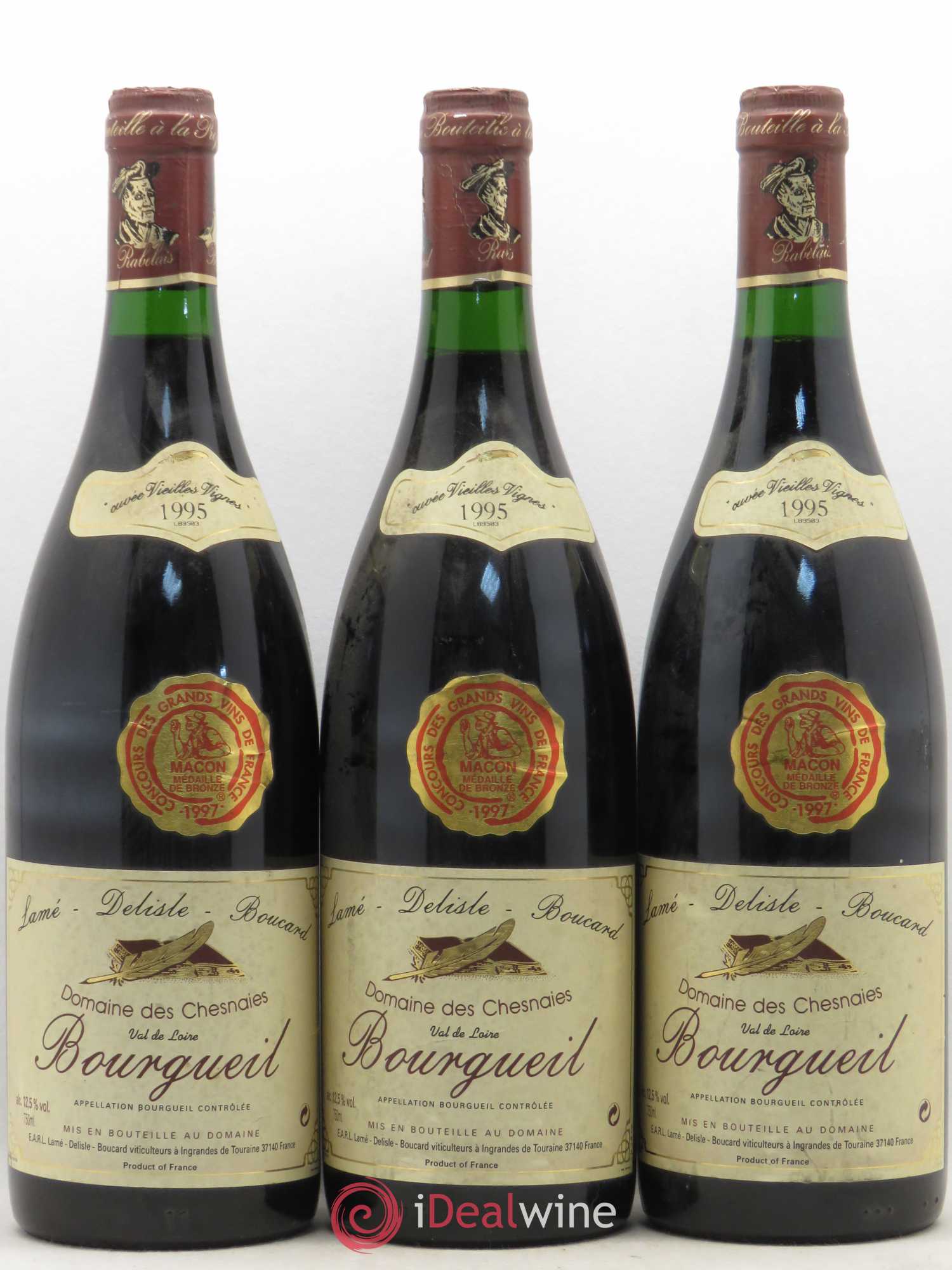 Bourgueil Vieilles vignes Lamé Delille Boucard Domaine des Chesnaies 1995 - Lot de 3 bouteilles - 0
