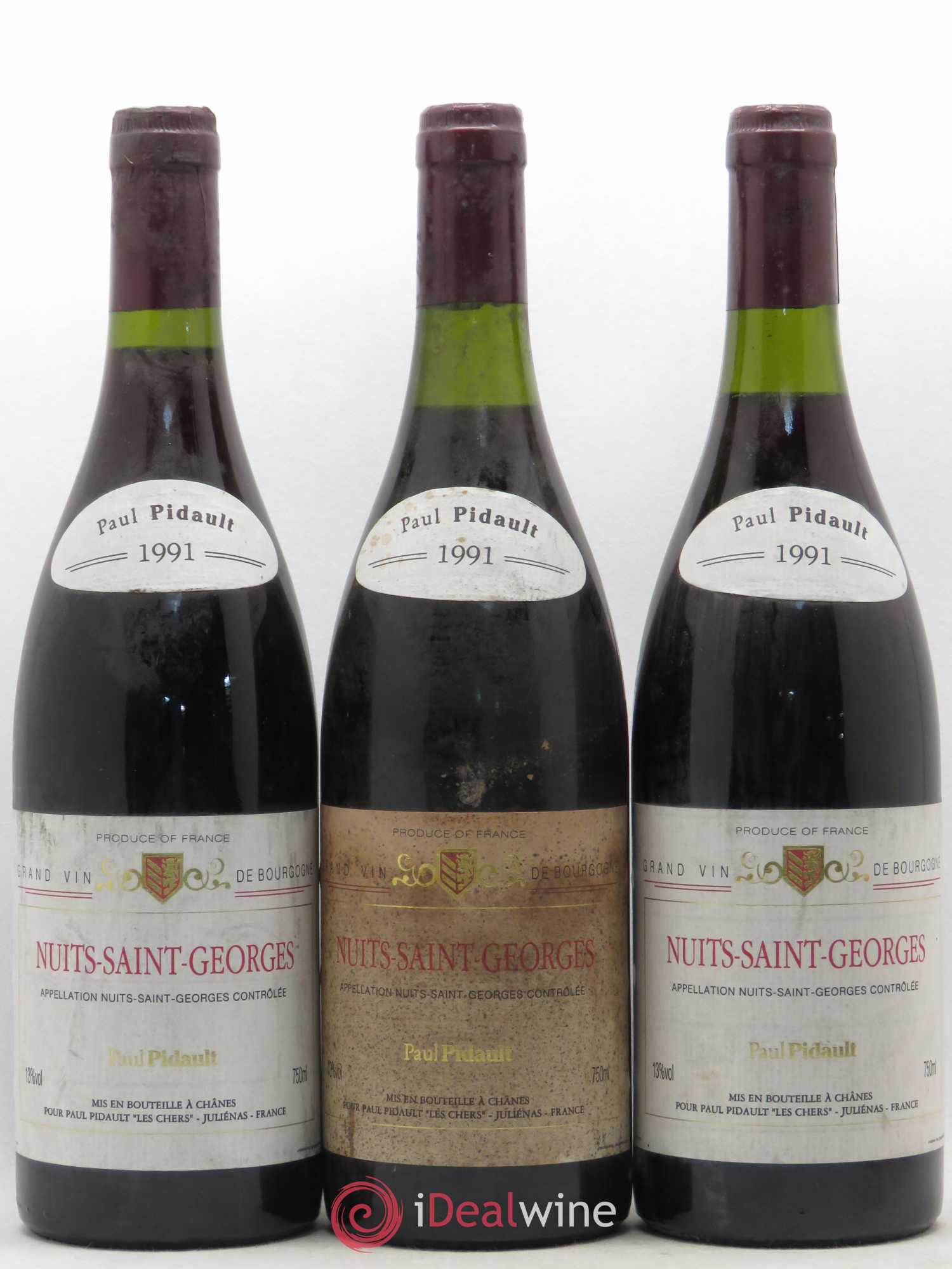 Nuits-Saint-Georges P. Pidault 1991 - Lot de 5 bouteilles - 1