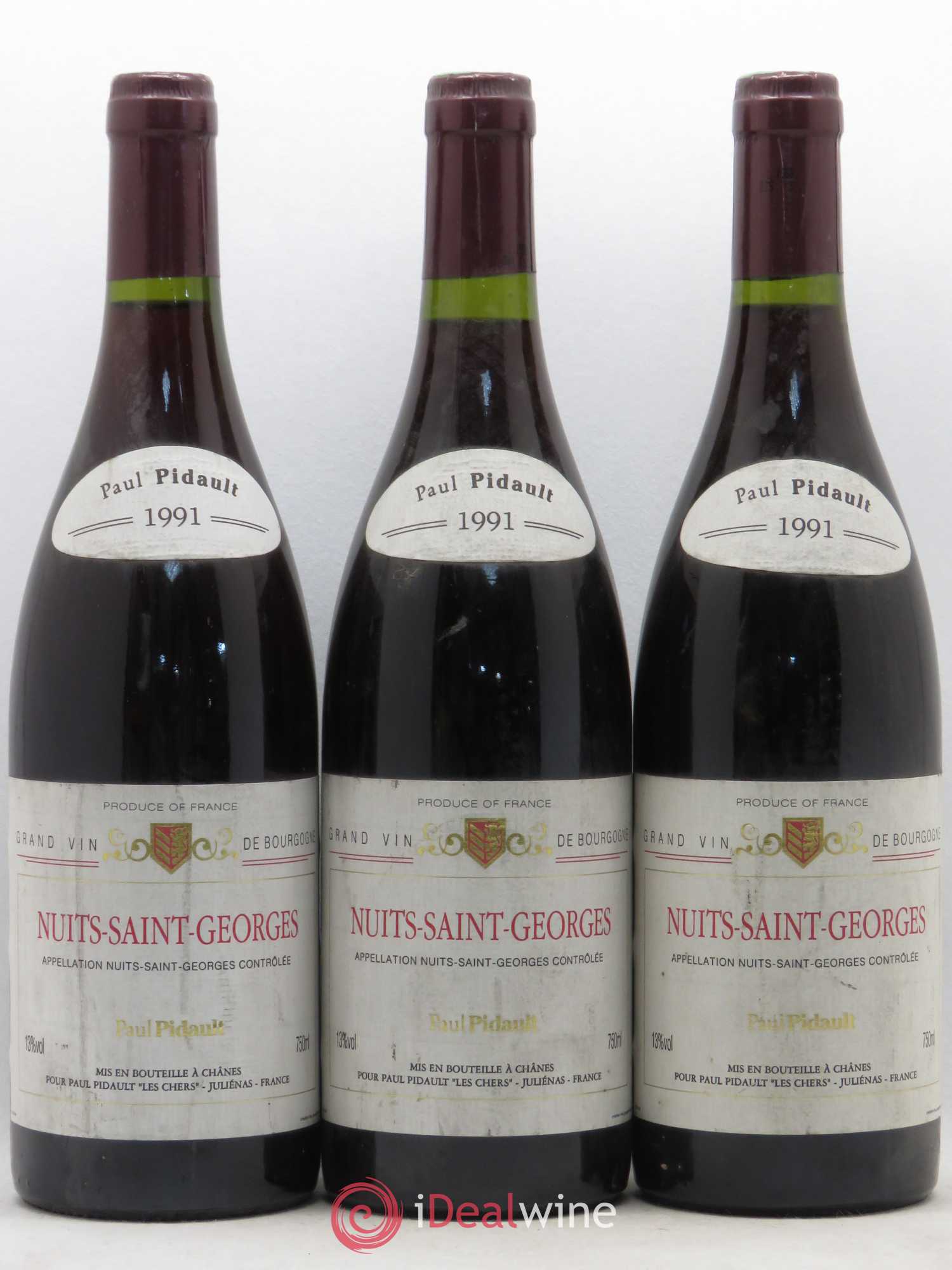 Nuits-Saint-Georges P. Pidault 1991 - Lot de 5 bouteilles - 1