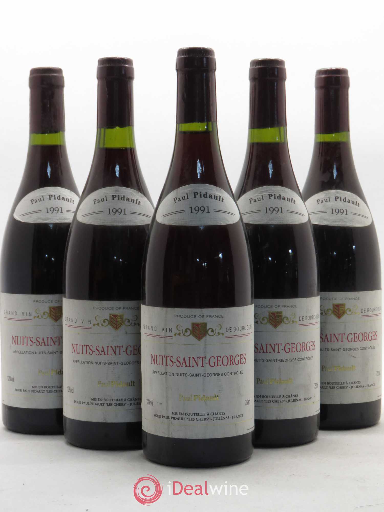 Nuits-Saint-Georges P. Pidault 1991 - Lot de 5 bouteilles - 0