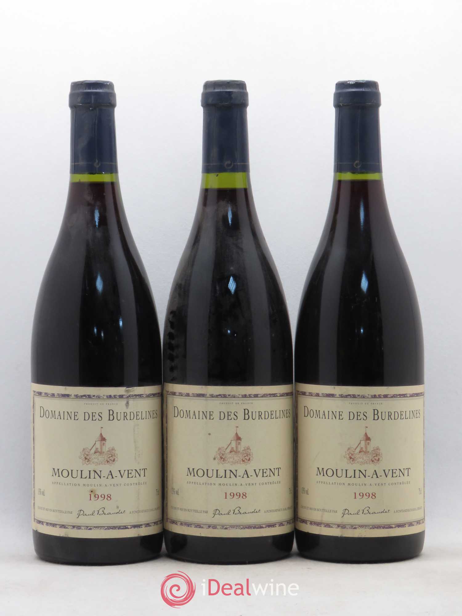 Moulin-à-Vent Domaine Burdeline Beaudet 1998 - Posten von 6 Flaschen - 1
