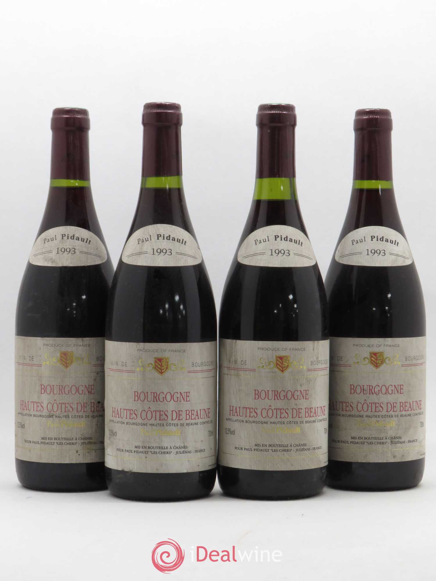 Hautes-Côtes de Beaune Paul Pidault 1993 - Lot de 4 bouteilles - 0