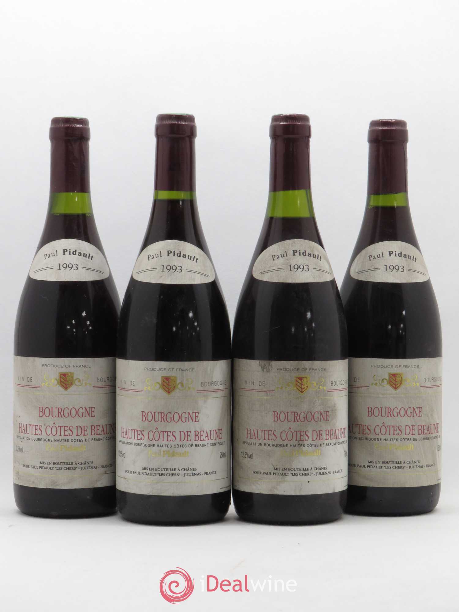 Hautes-Côtes de Beaune Paul Pidault 1993 - Lot de 4 bouteilles - 0