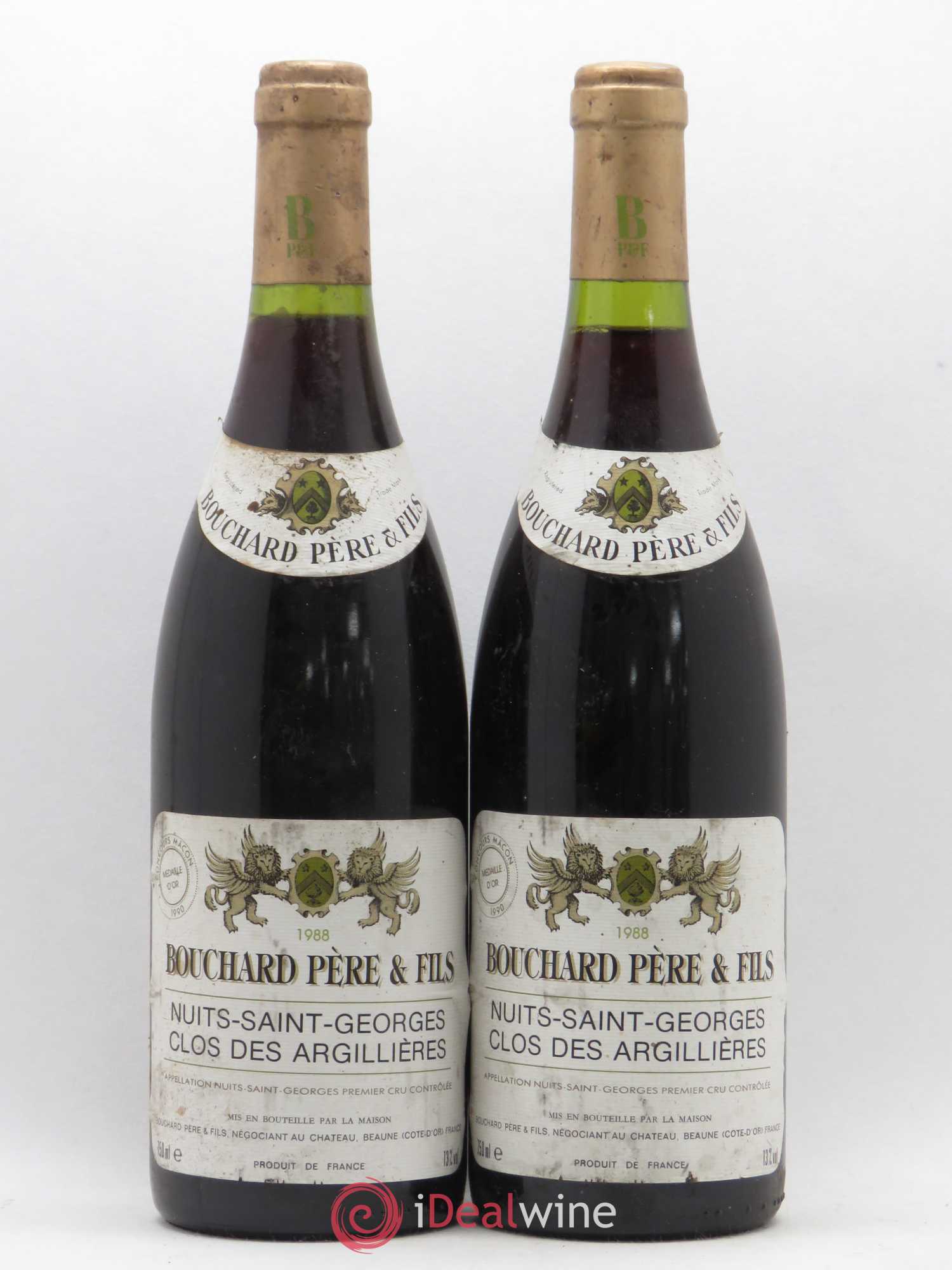 Nuits-Saint-Georges 1er Cru Clos des Argillières Bouchard Père & Fils 1988 - Lot de 2 bouteilles - 0