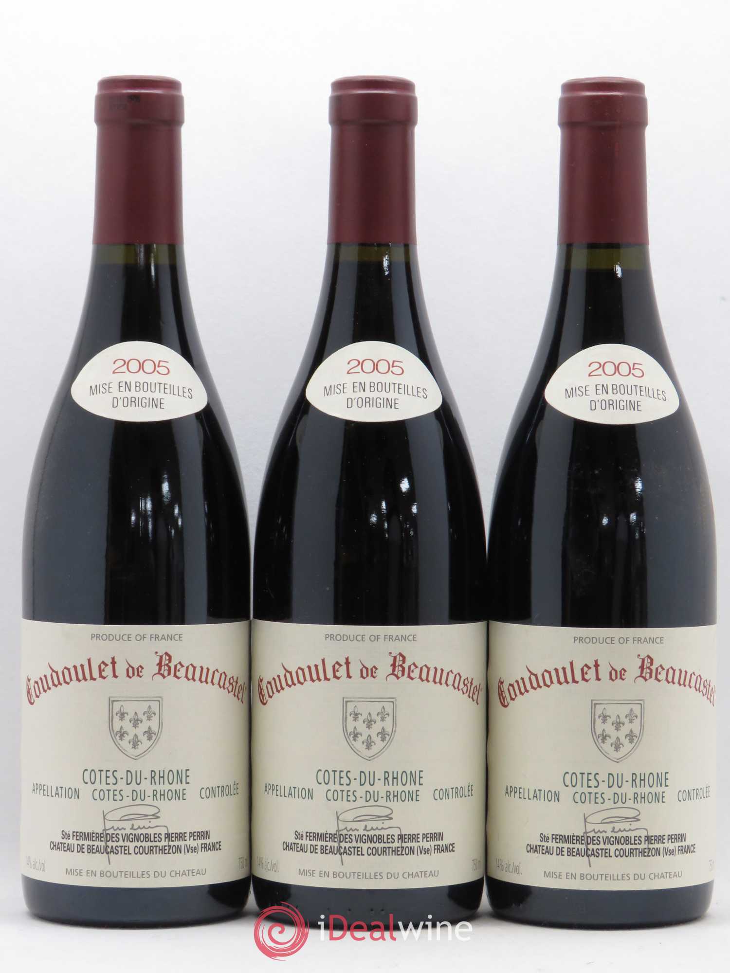 Côtes-du-Rhône Coudoulet de Beaucastel Famille Perrin 2005 - Lot de 3 bouteilles - 0