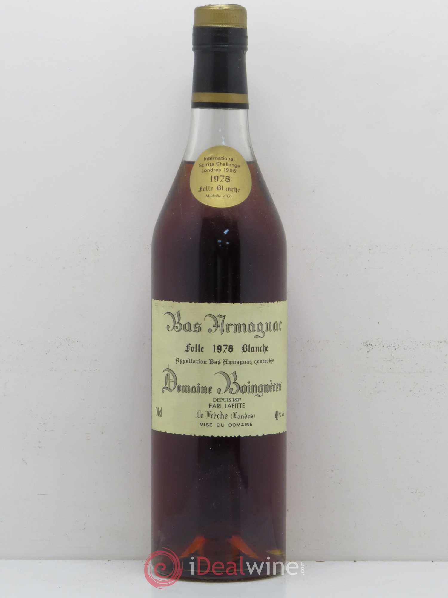 Bas-Armagnac Folle blanche Domaine Boingneres 1978 - Posten von 1 Flasche - 0