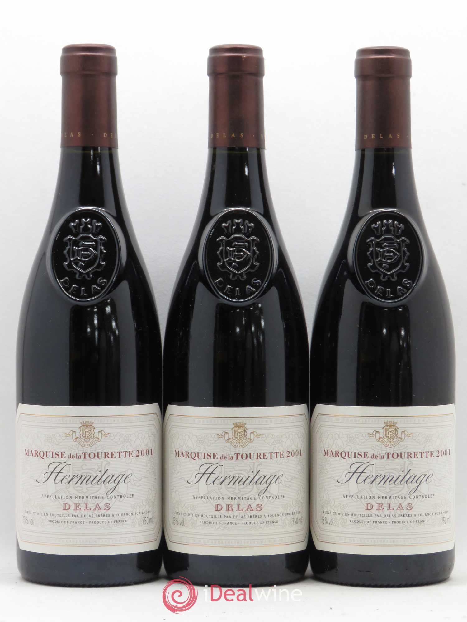 Hermitage Marquise de la Tourette Delas Frères 2001 - Lot de 3 bouteilles - 0