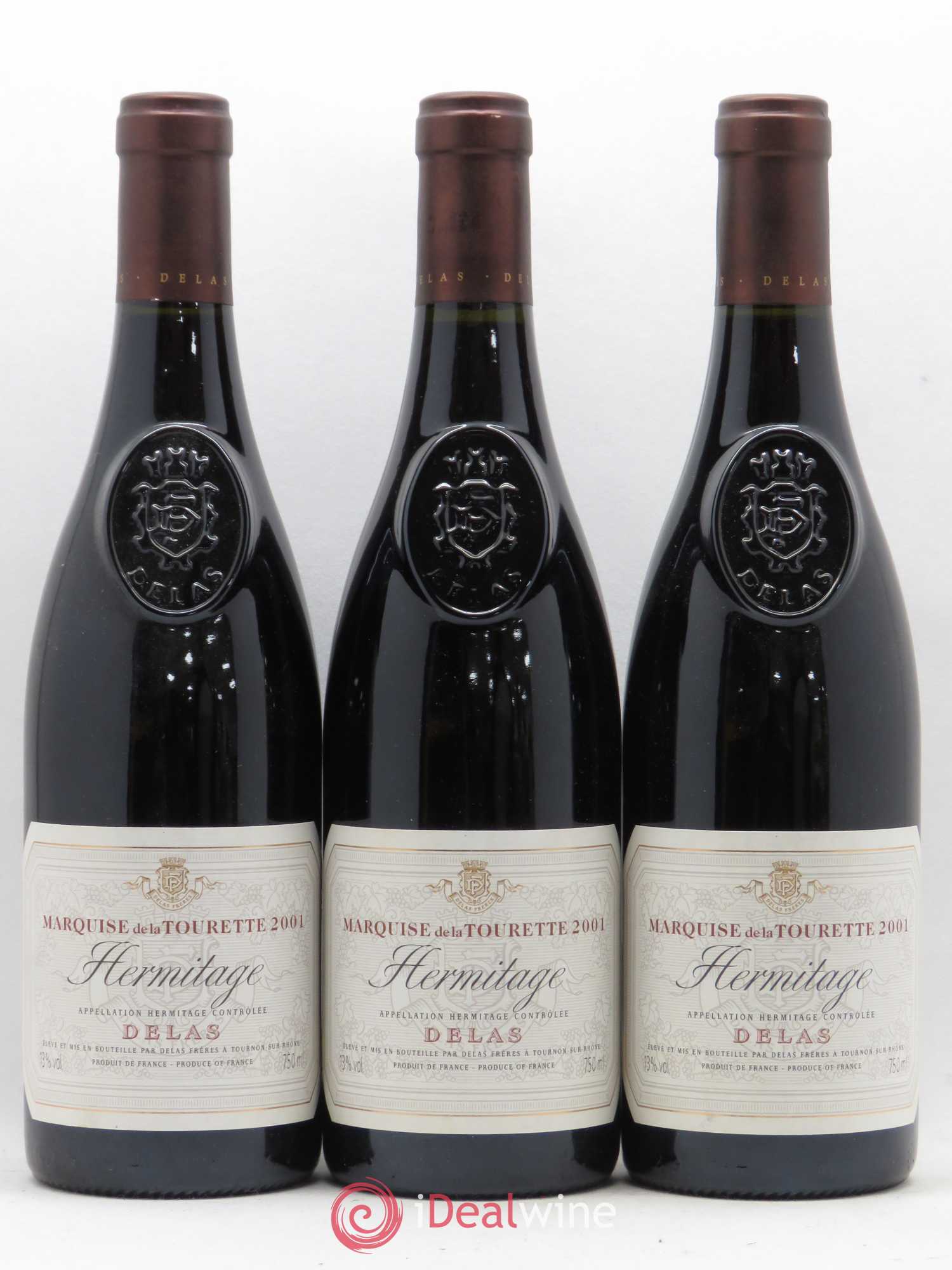 Hermitage Marquise de la Tourette Delas Frères 2001 - Lot de 3 bouteilles - 0
