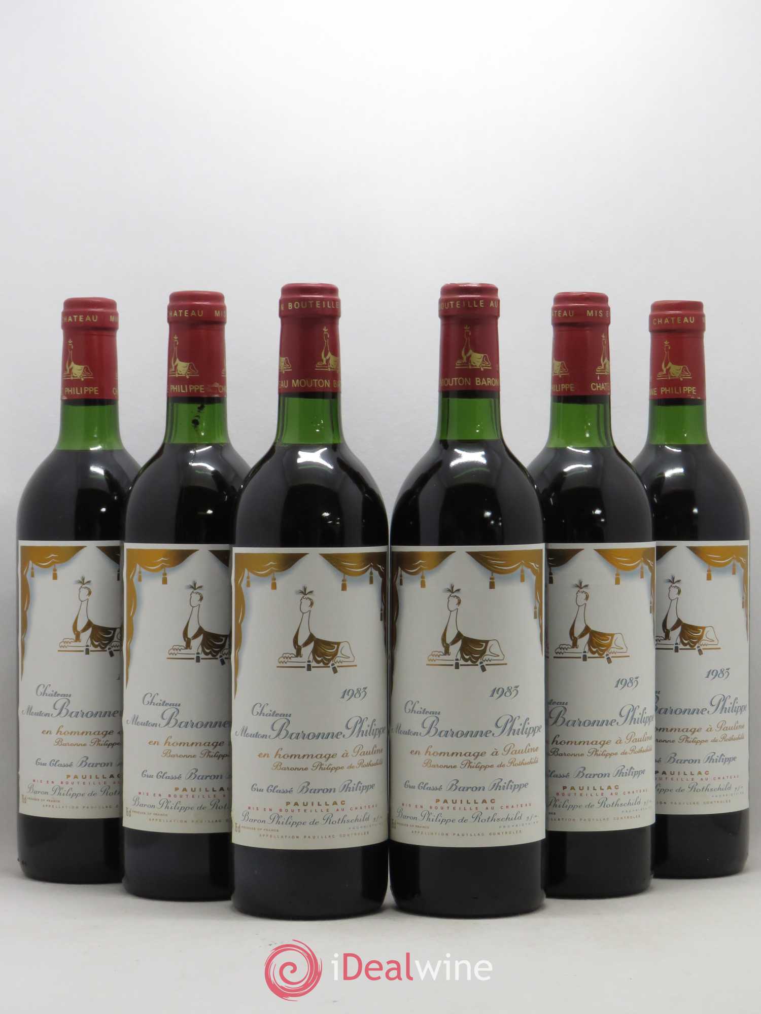 Château d' Armailhac - Mouton Baron(ne) Philippe 5ème Grand Cru Classé 1983 - Lot de 6 bouteilles - 0