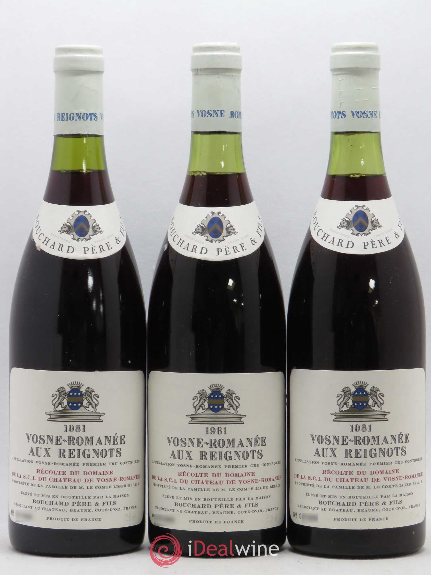 Vosne-Romanée 1er Cru Aux Reignots Ch. de Vosne-Romanée Comte Liger-Belair (Domaine du) Bouchard Père et Fils 1981 - Lot de 3 bouteilles - 0