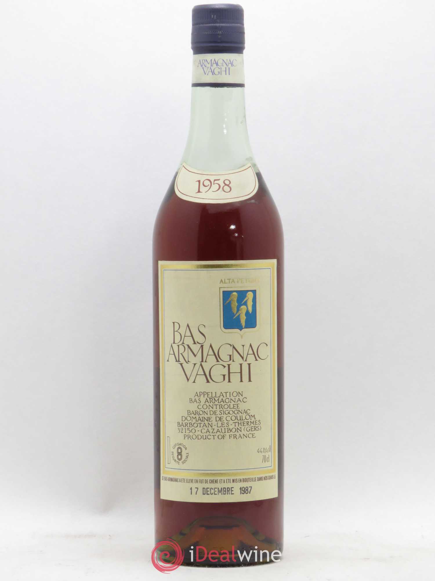 Bas-Armagnac Vaghi 1958 - Posten von 1 Flasche - 0